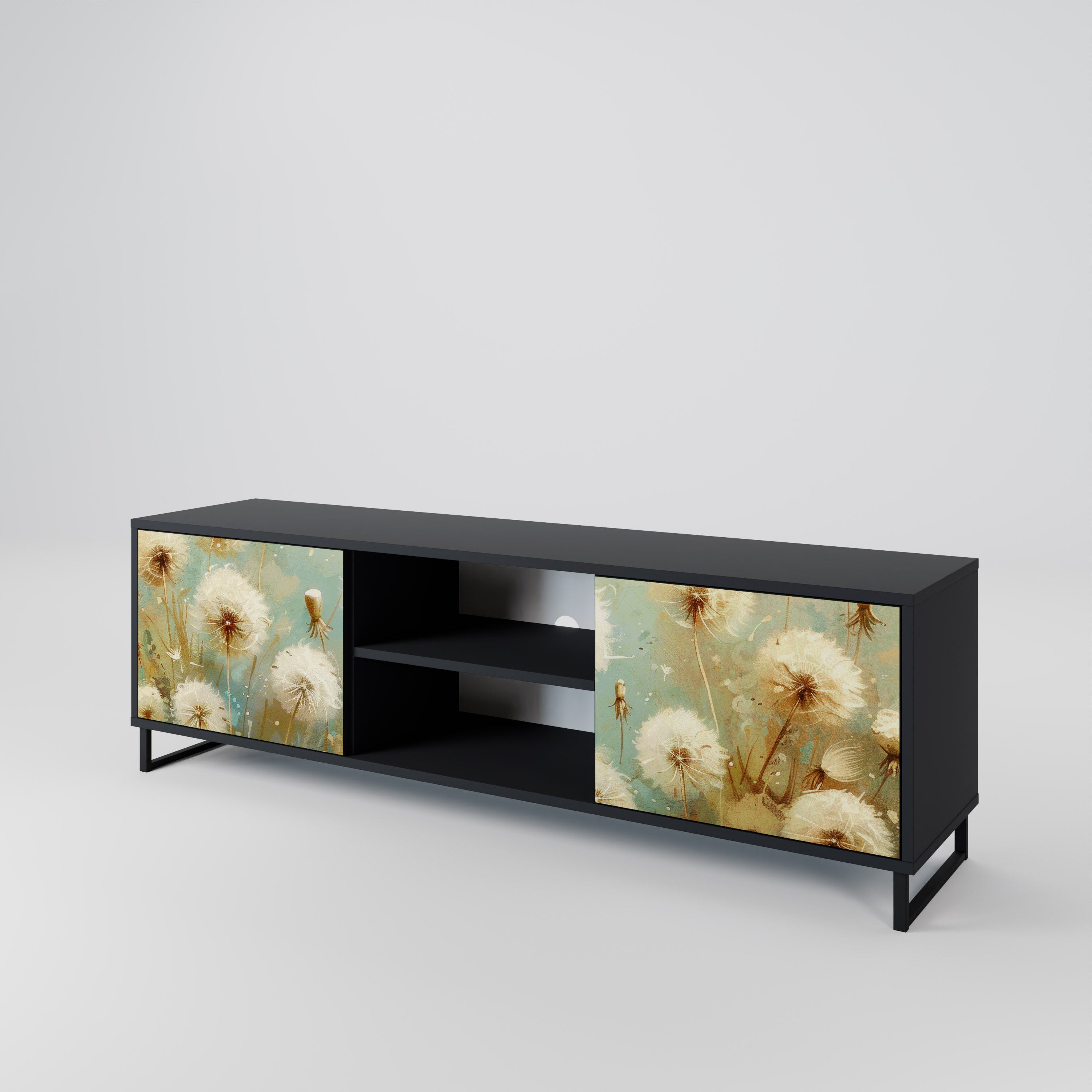 DREAMY MEADOW 2-Door TV Stand in Black Finish