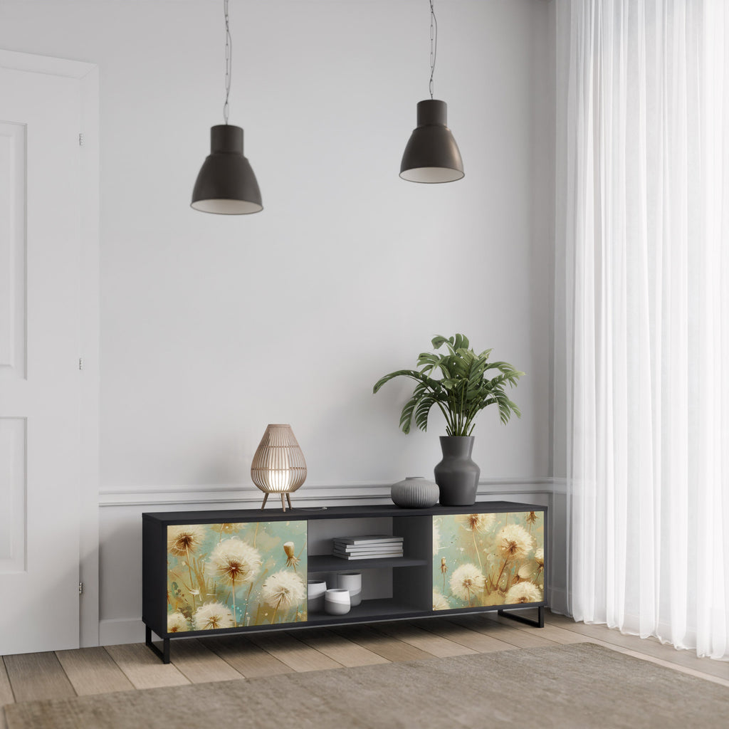 DREAMY MEADOW 2-Door TV Stand in Black Finish