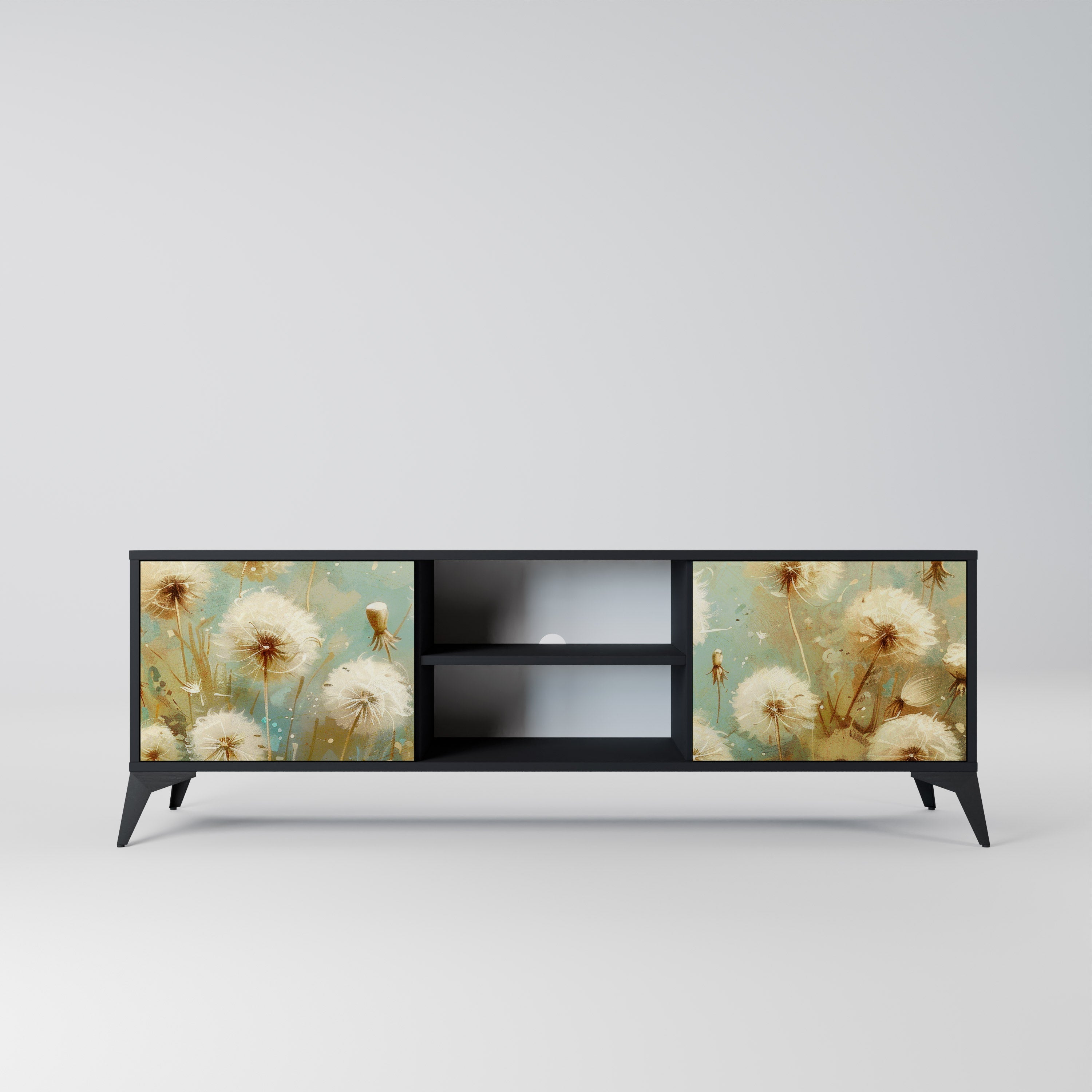 DREAMY MEADOW 2-Door TV Stand in Black Finish