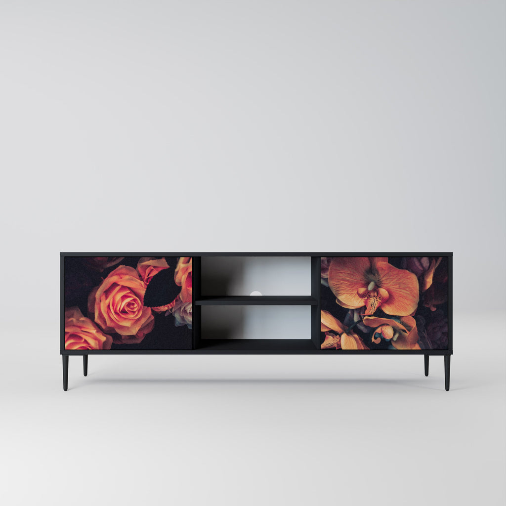 NEVERENDING BLOOM 2-Door TV Stand in Black Finish