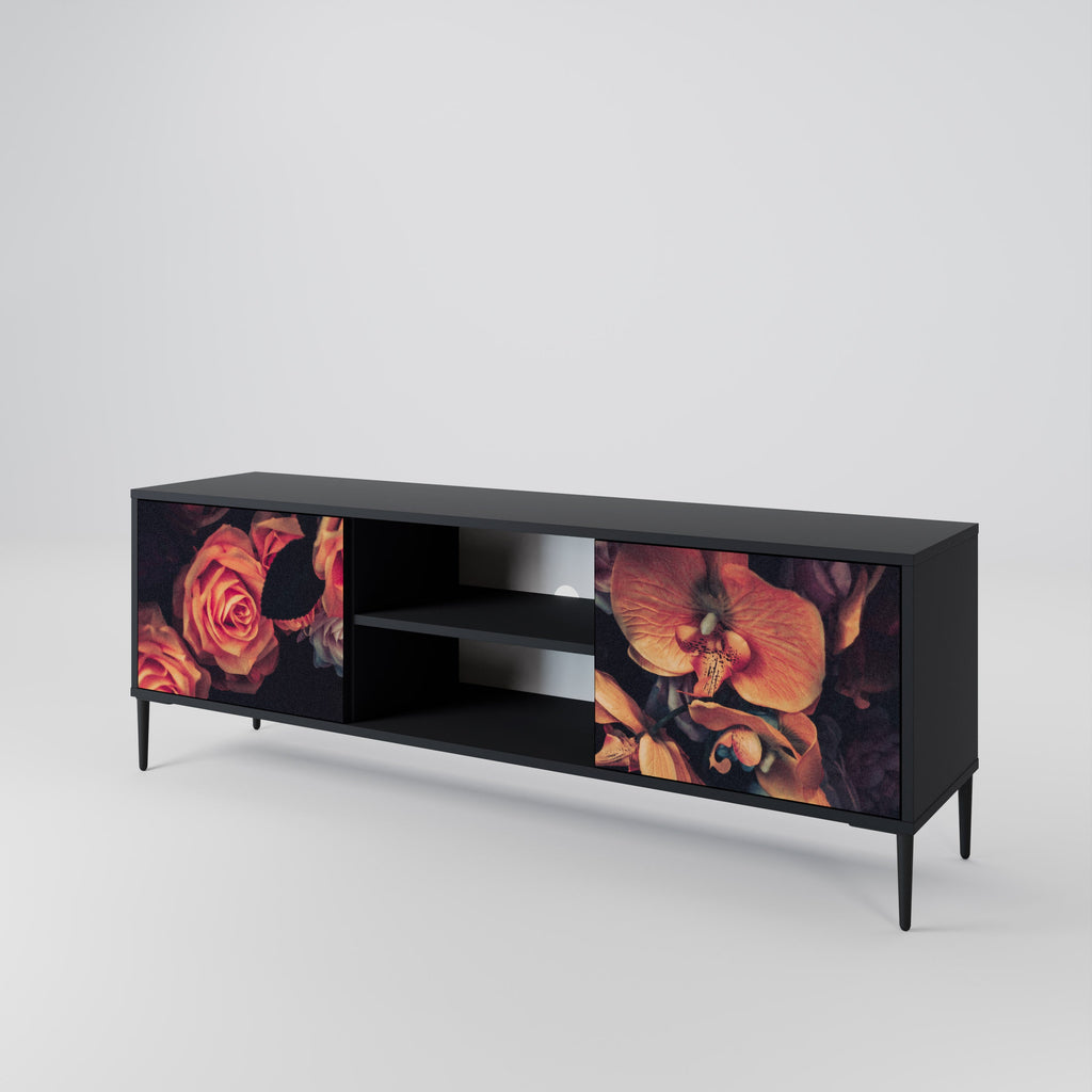 NEVERENDING BLOOM 2-Door TV Stand in Black Finish
