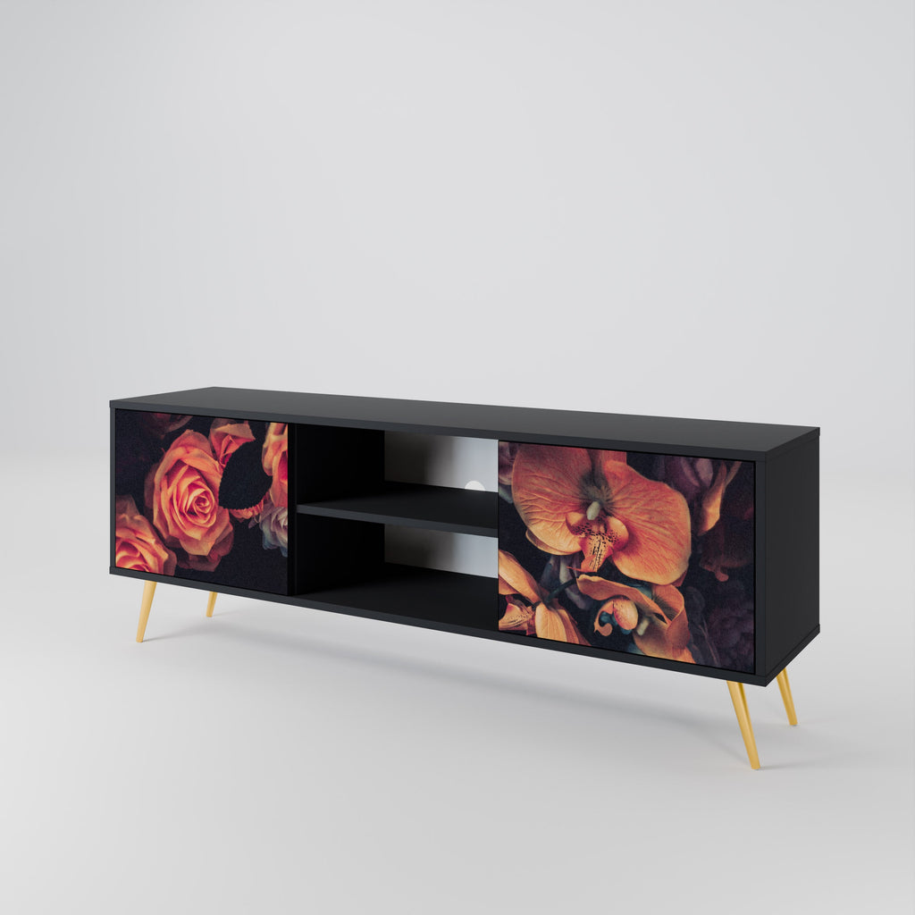 NEVERENDING BLOOM 2-Door TV Stand in Black Finish