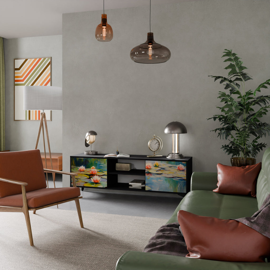 Meuble TV 2 portes BLOOMING WATERS finition noire