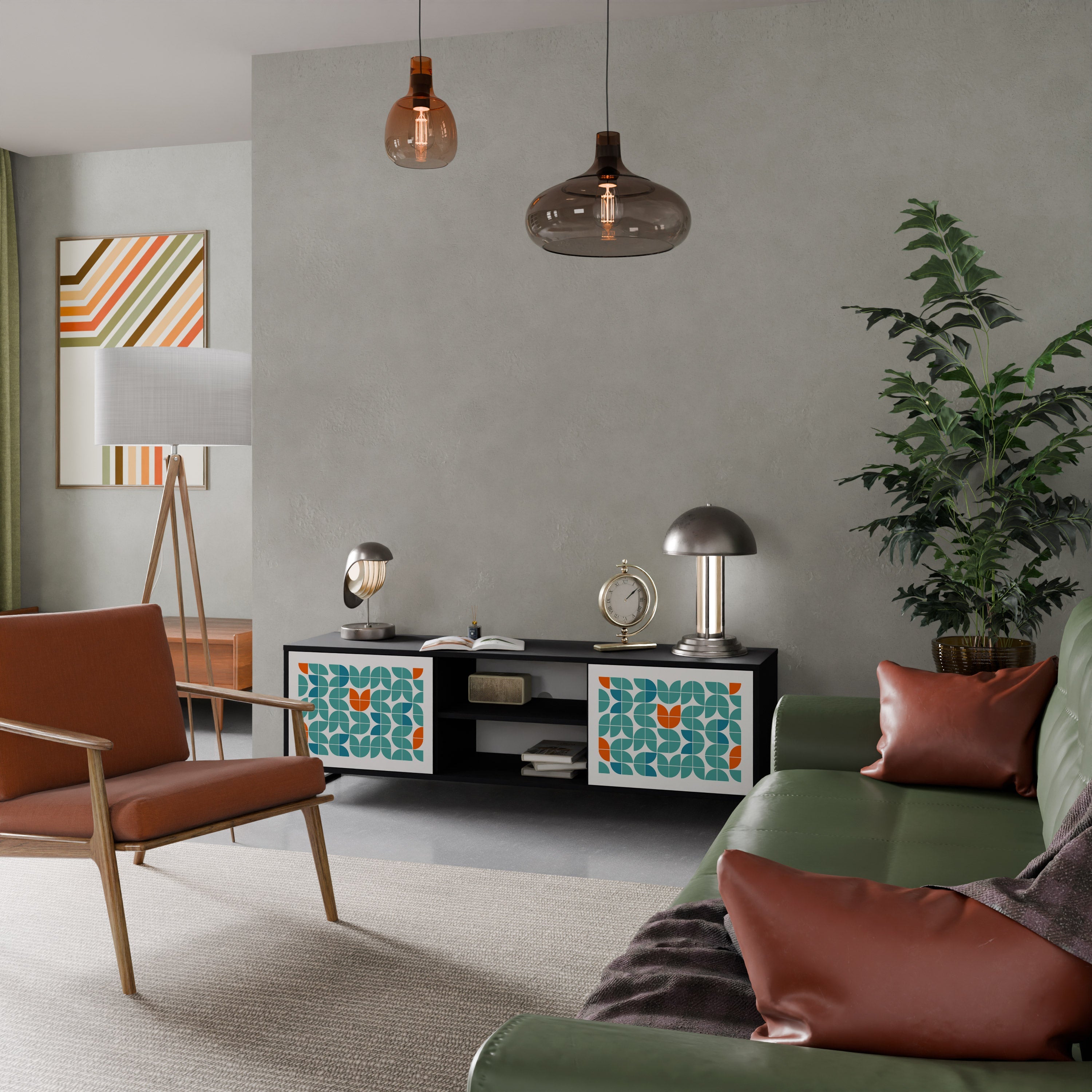 Meuble TV 2 portes BE THE CHANGE en finition noire