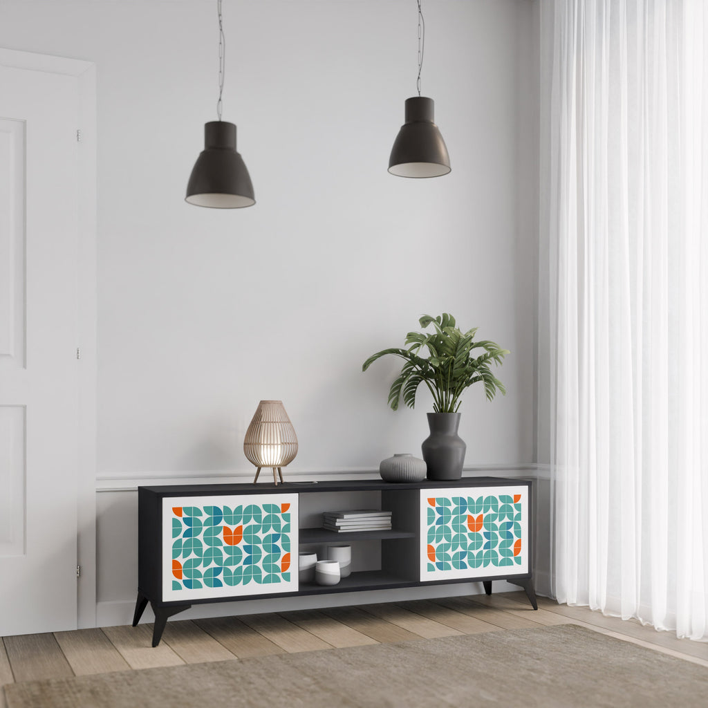 Meuble TV 2 portes BE THE CHANGE en finition noire