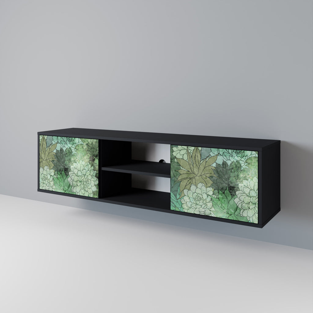 SUCCULENT CLUSTER 2-Door TV Stand in Black Finish