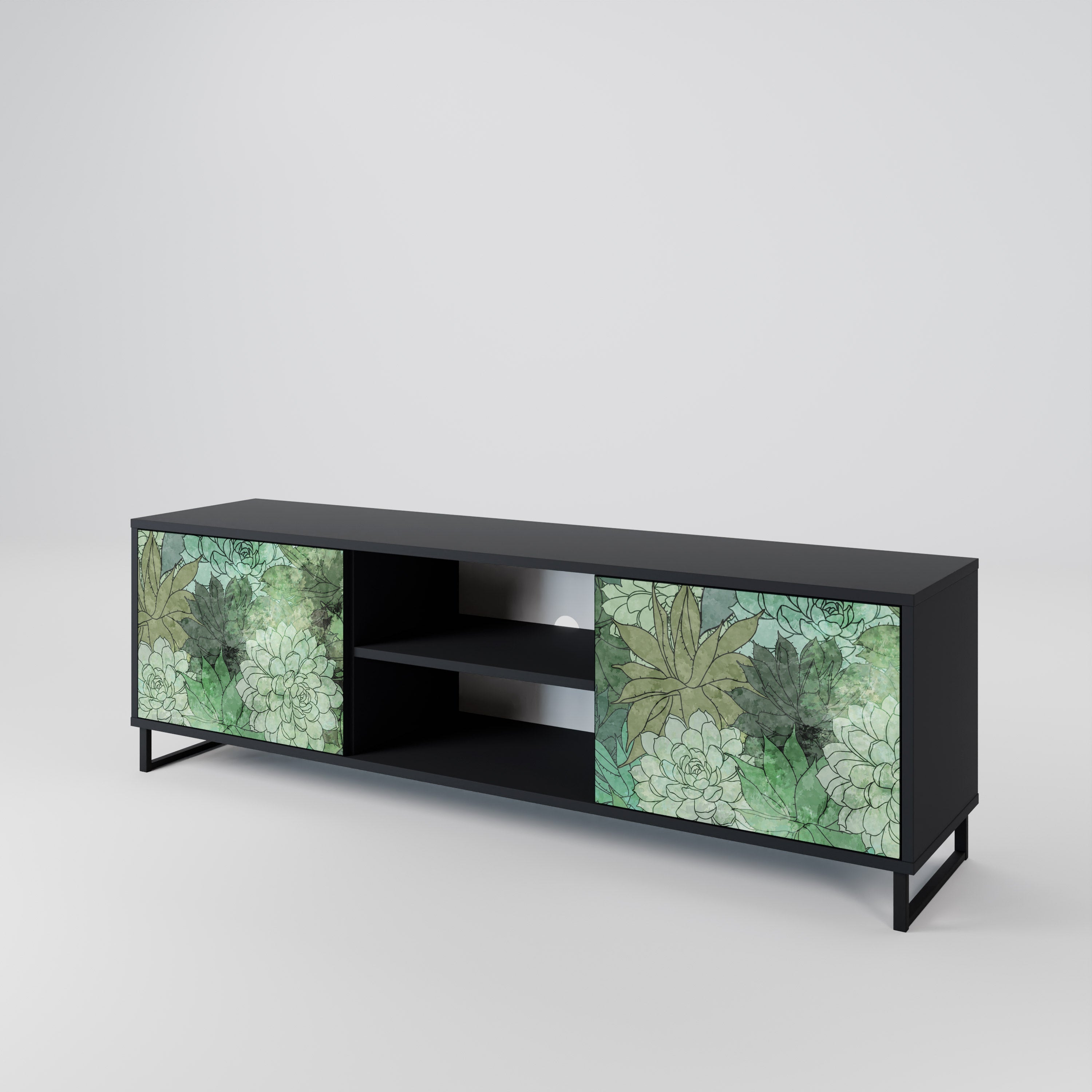 SUCCULENT CLUSTER 2-Door TV Stand in Black Finish
