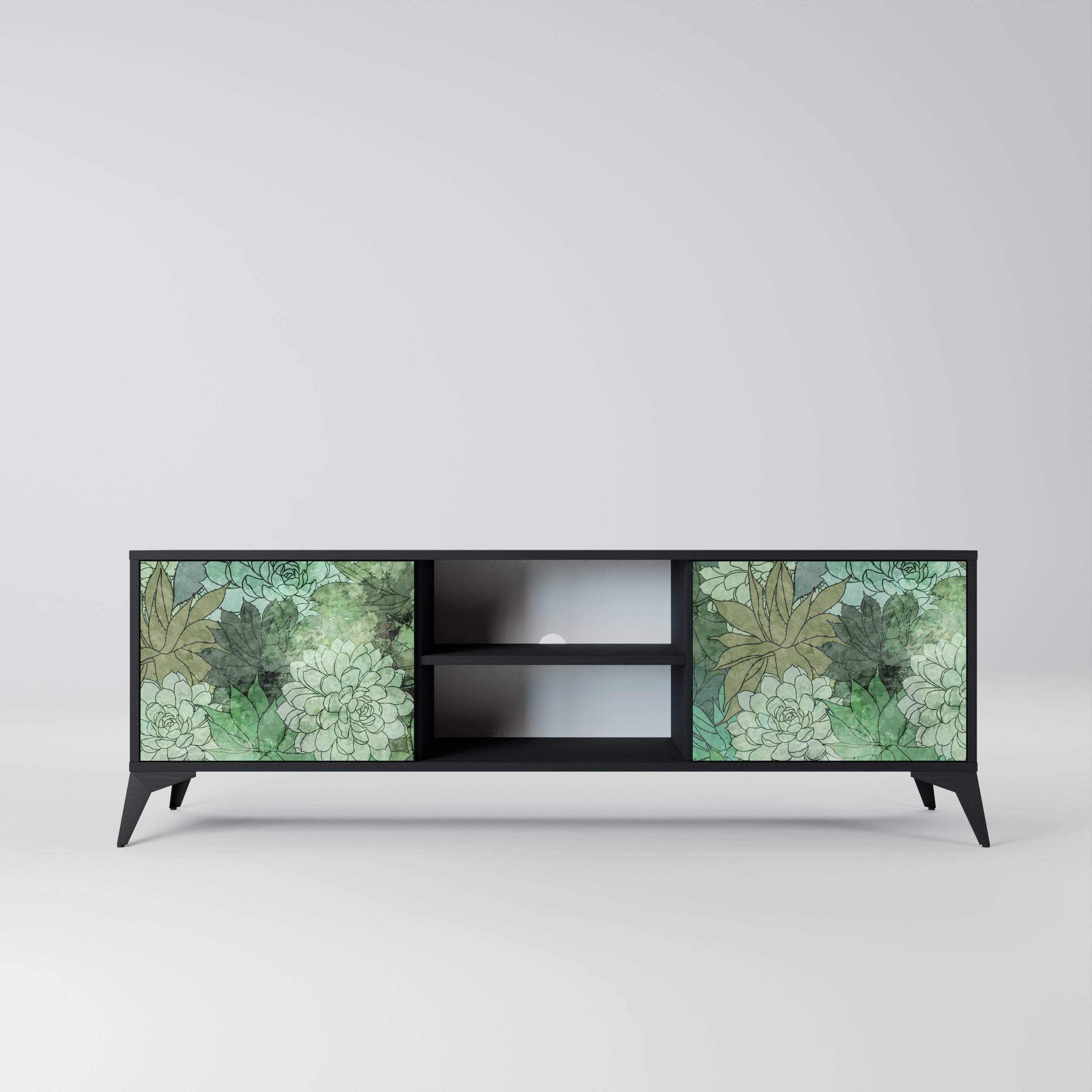 SUCCULENT CLUSTER 2-Door TV Stand in Black Finish