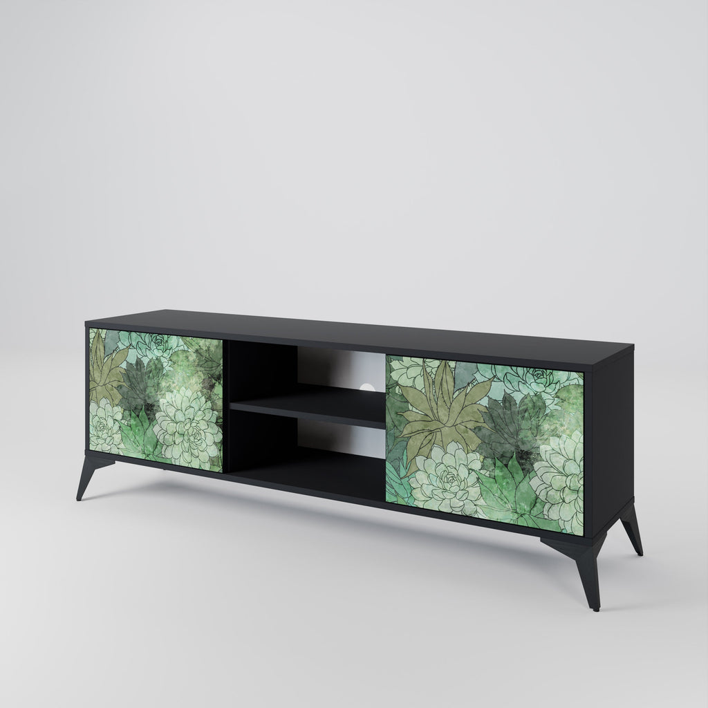 SUCCULENT CLUSTER 2-Door TV Stand in Black Finish