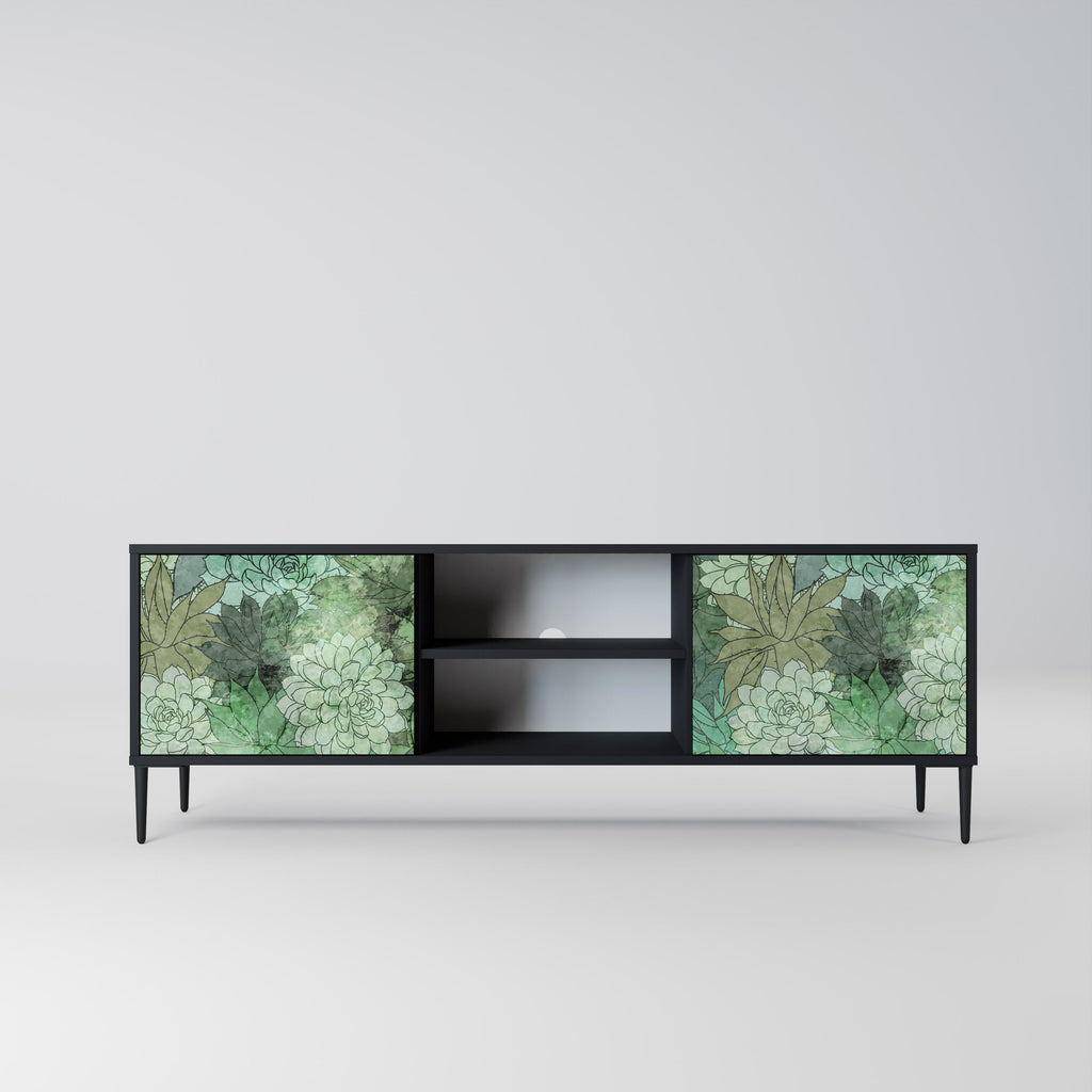 SUCCULENT CLUSTER 2-Door TV Stand in Black Finish