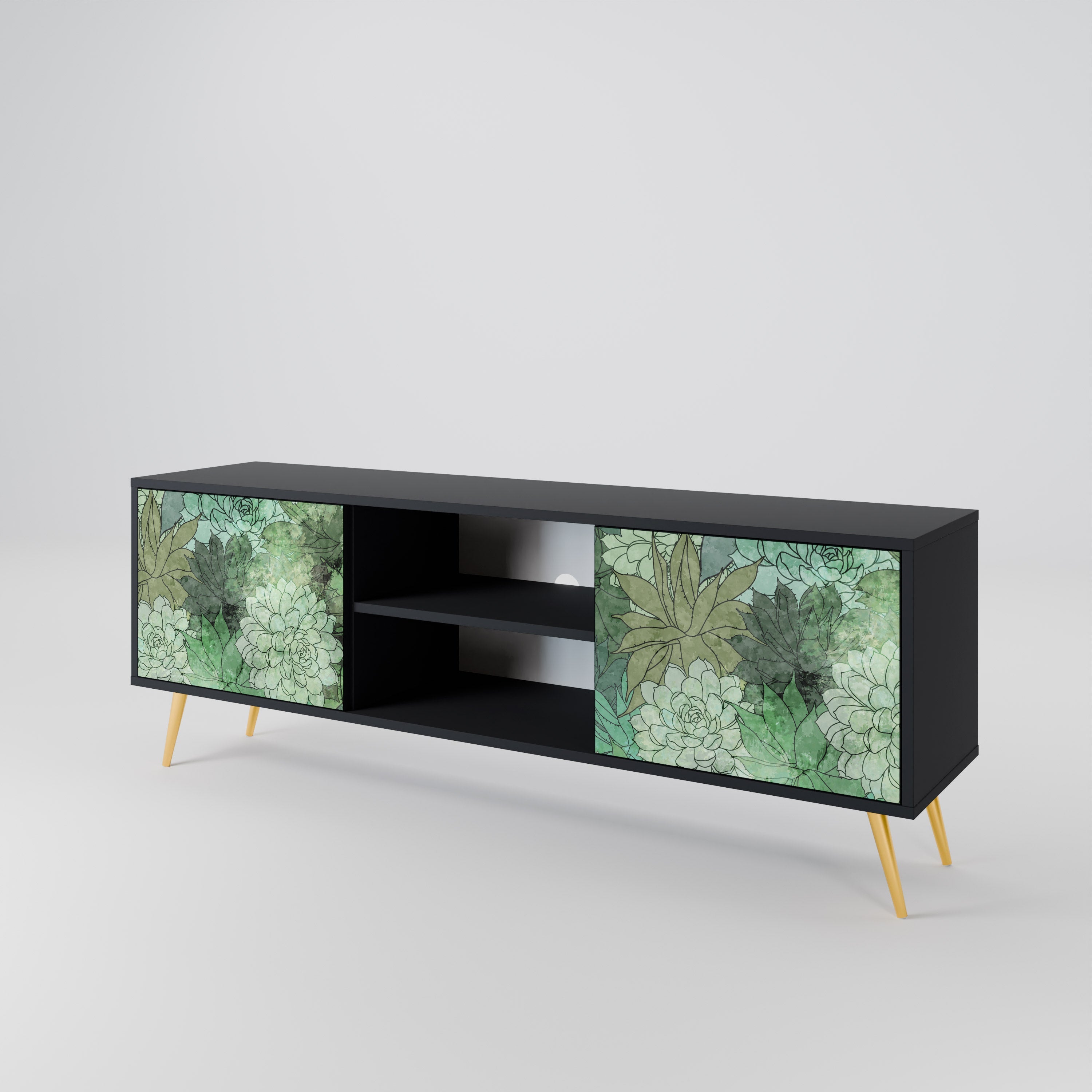 SUCCULENT CLUSTER 2-Door TV Stand in Black Finish
