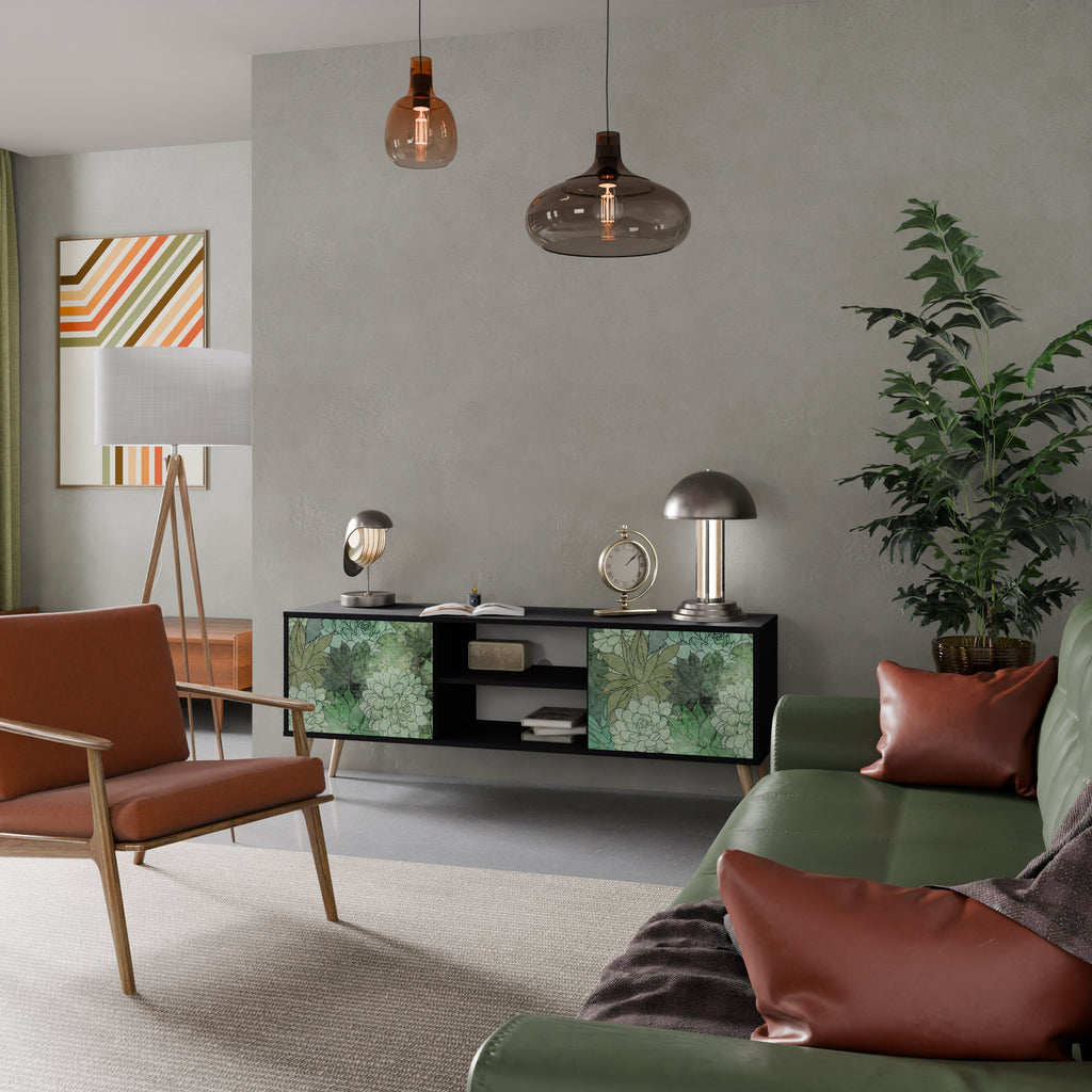 SUCCULENT CLUSTER 2-Door TV Stand in Black Finish