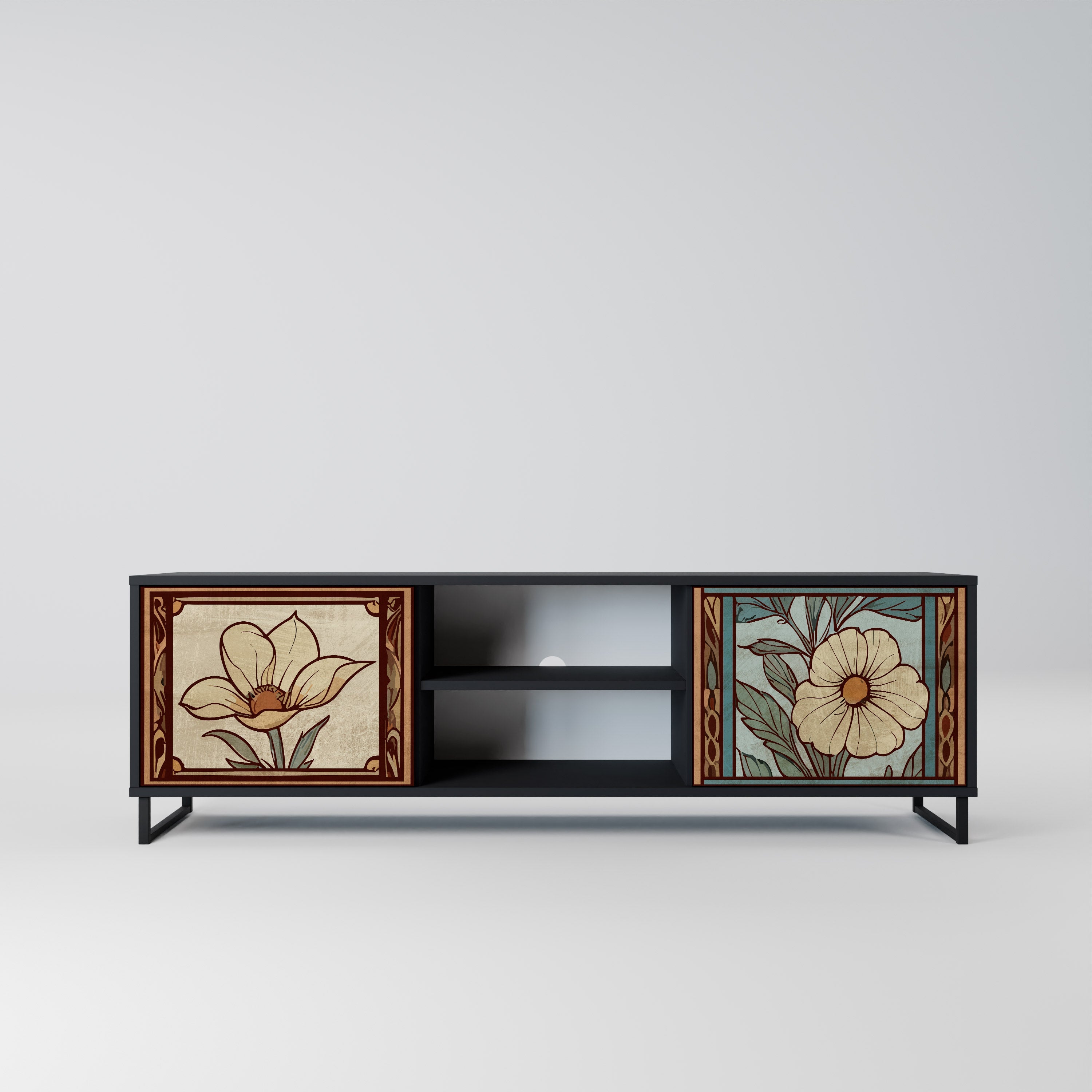 TIMELESS FLORA 2-Door TV Stand in Black Finish