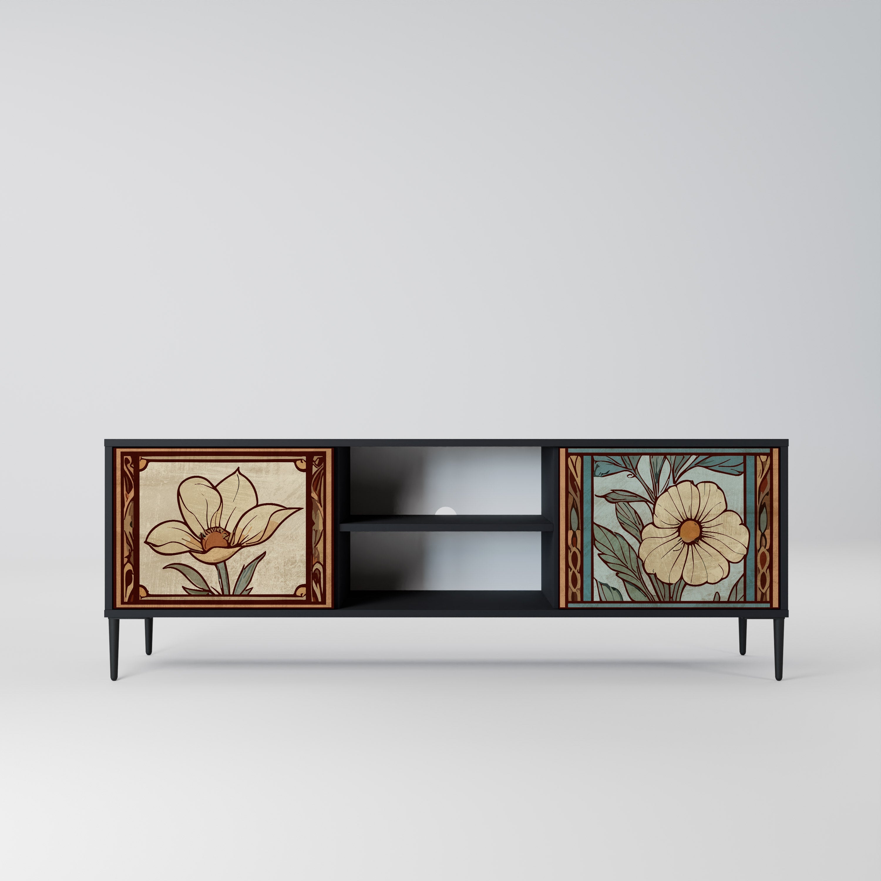 TIMELESS FLORA 2-Door TV Stand in Black Finish