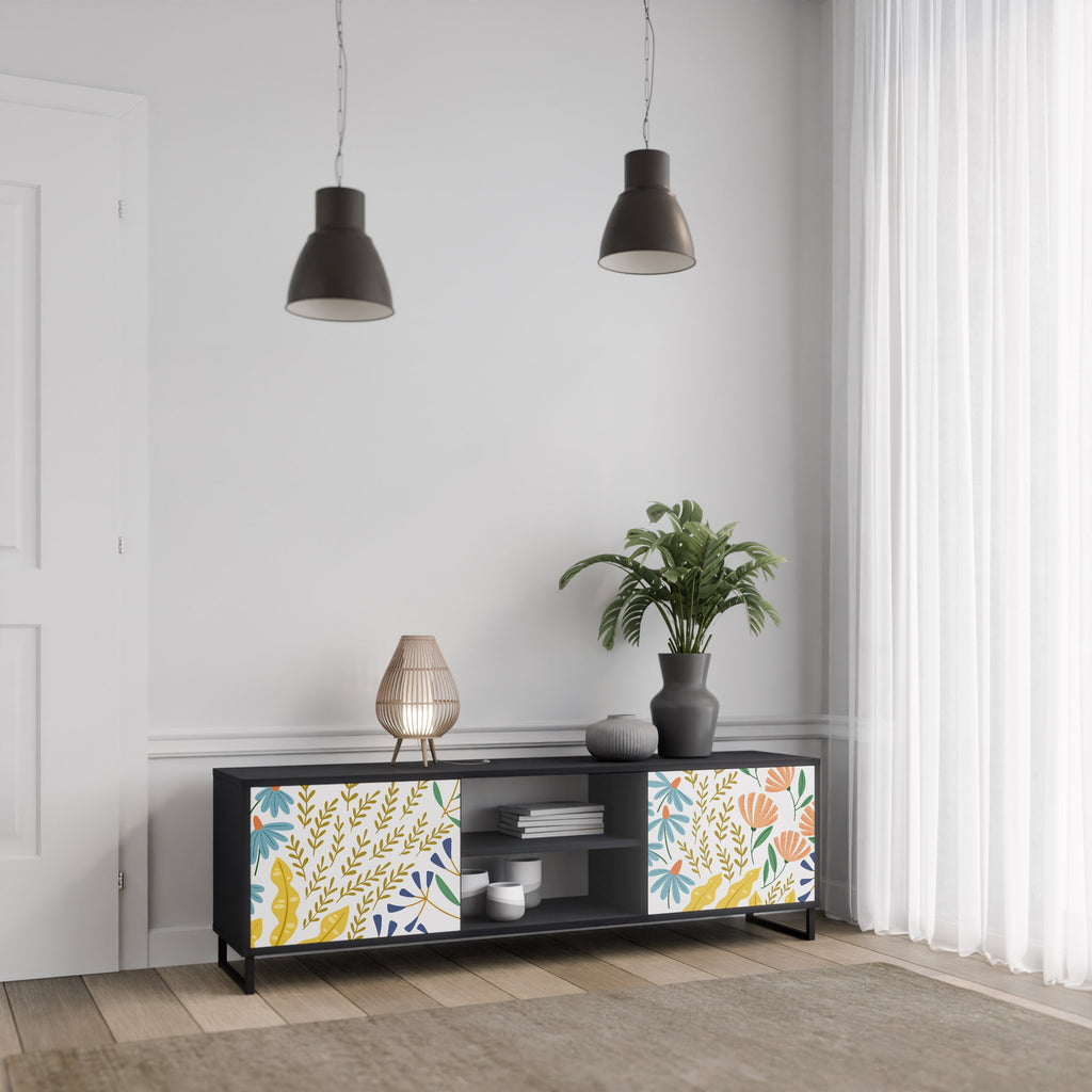 HELLO SPRING 2-Door TV Stand in Black Finish