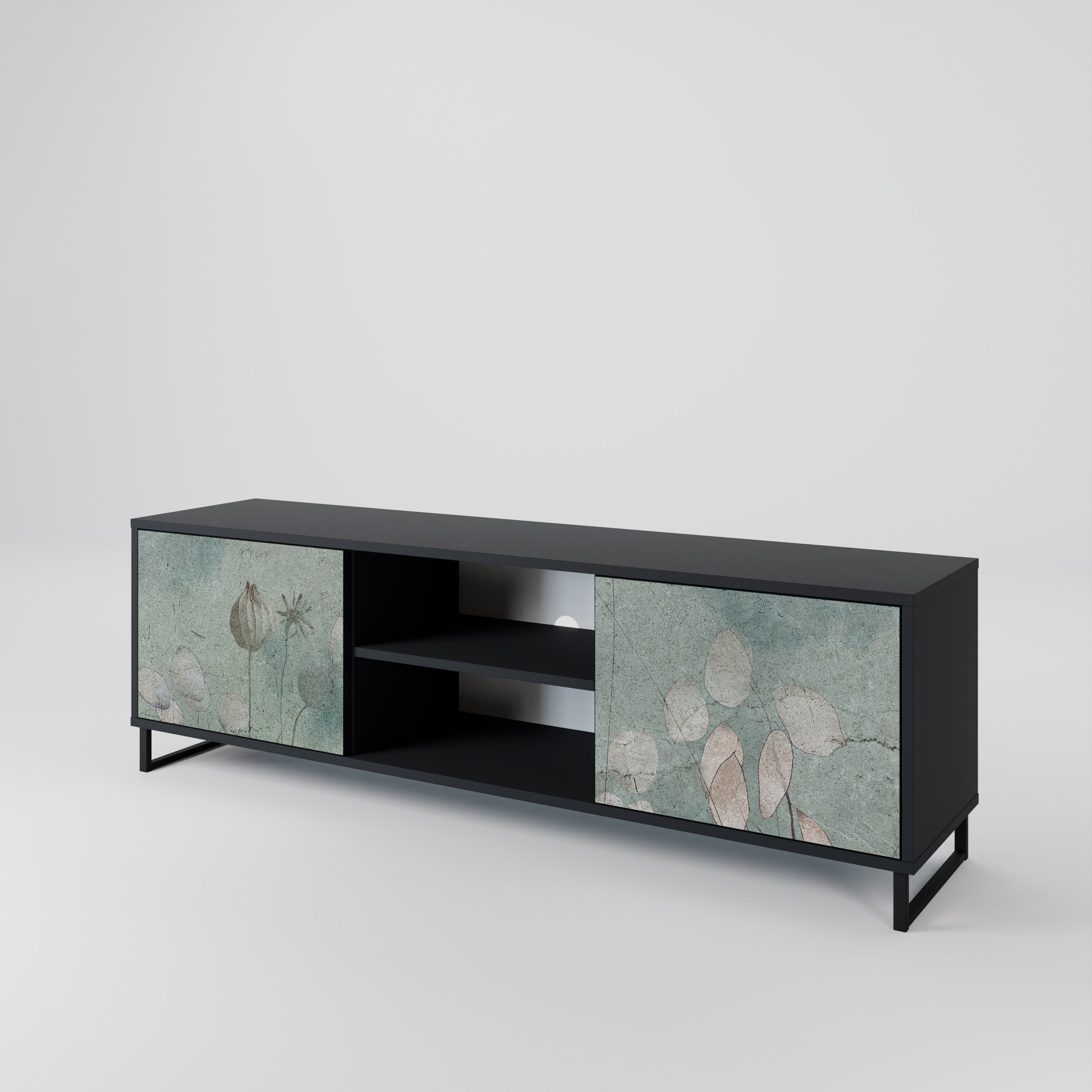 NIGHT LADY 2-Door TV Stand in Black Finish
