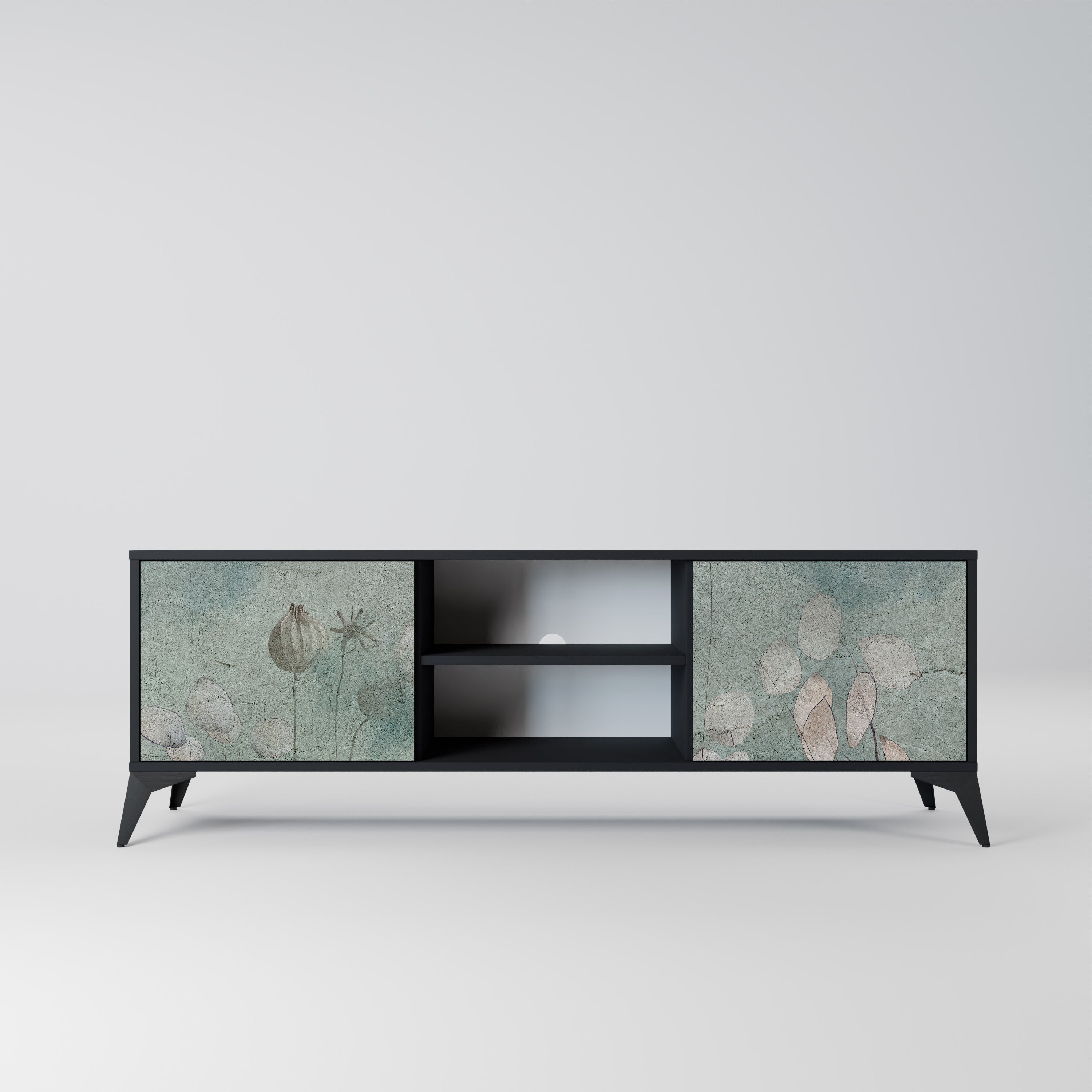 NIGHT LADY 2-Door TV Stand in Black Finish