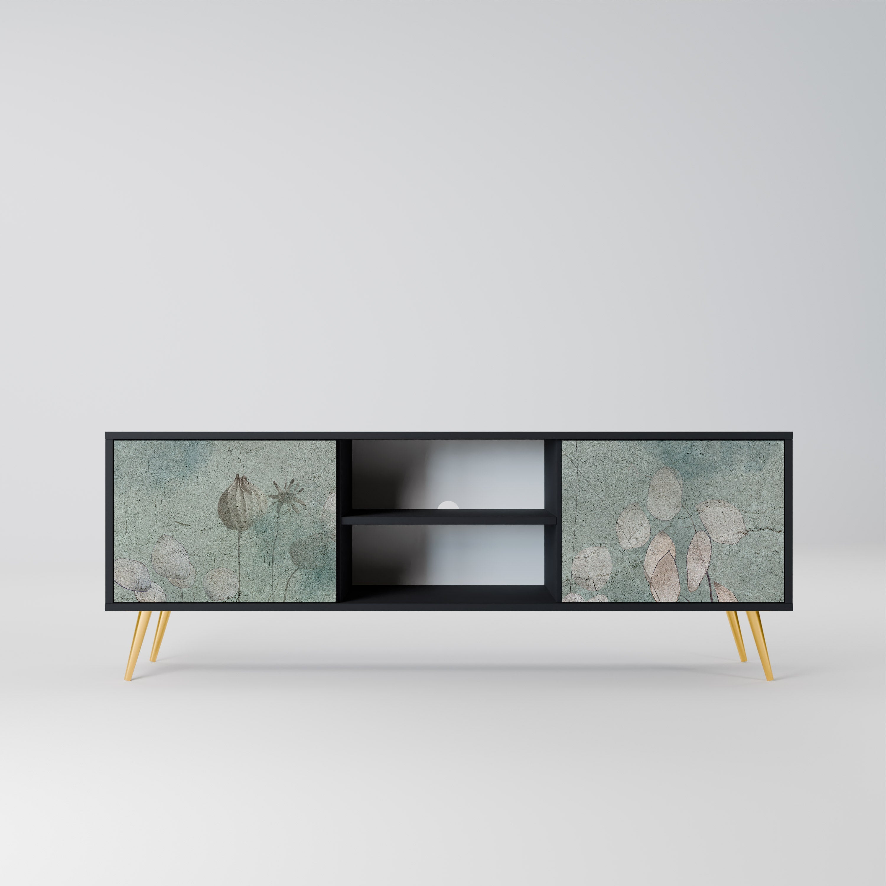 NIGHT LADY 2-Door TV Stand in Black Finish