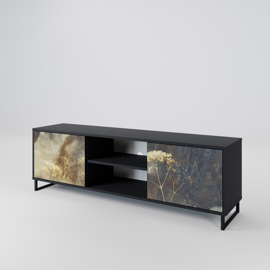 GENTLE POWER 2-Door TV Stand in Black Finish