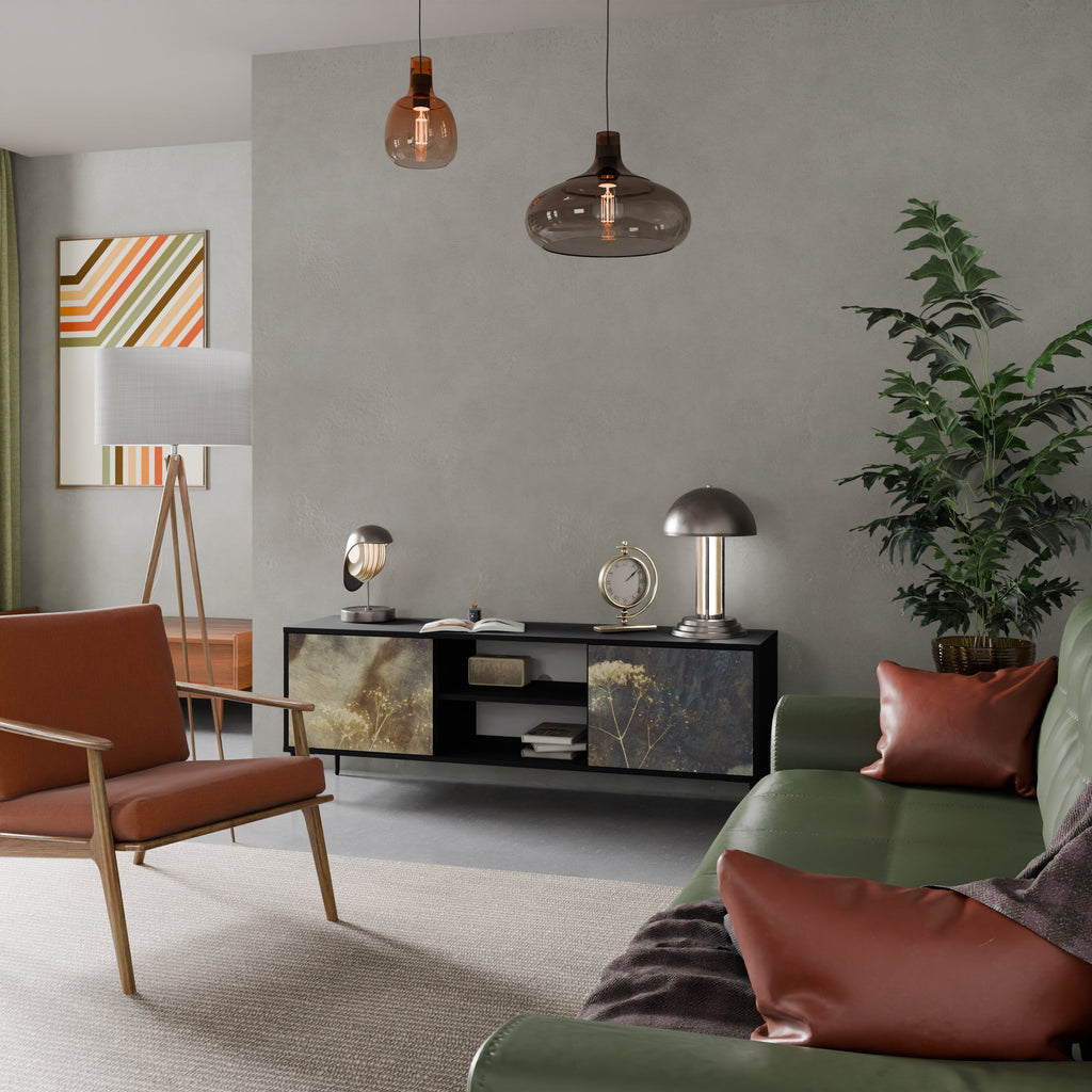 GENTLE POWER 2-Door TV Stand in Black Finish