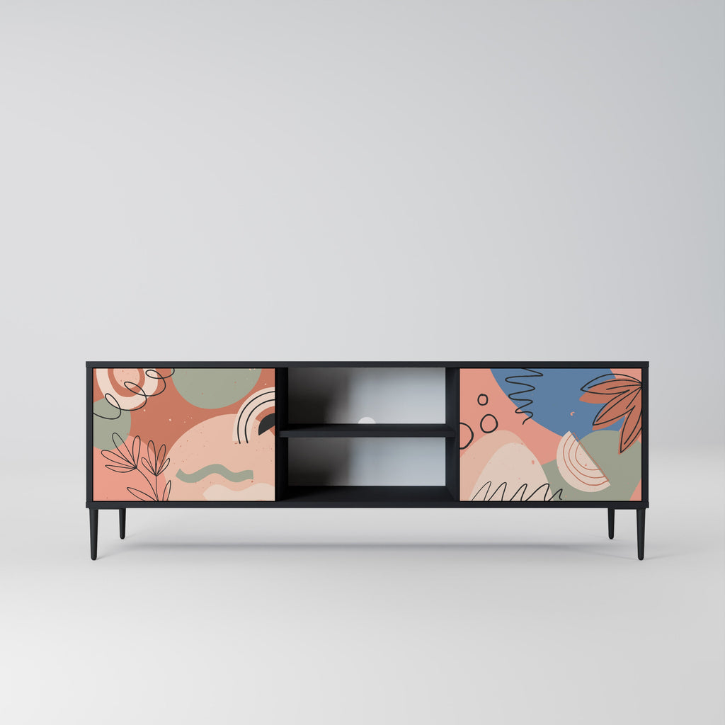 PASTEL DESTINY 2-Door TV Stand in Black Finish
