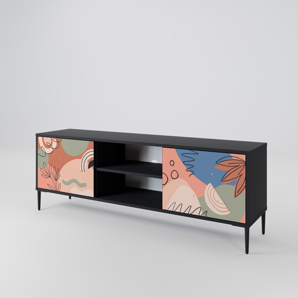 PASTEL DESTINY 2-Door TV Stand in Black Finish