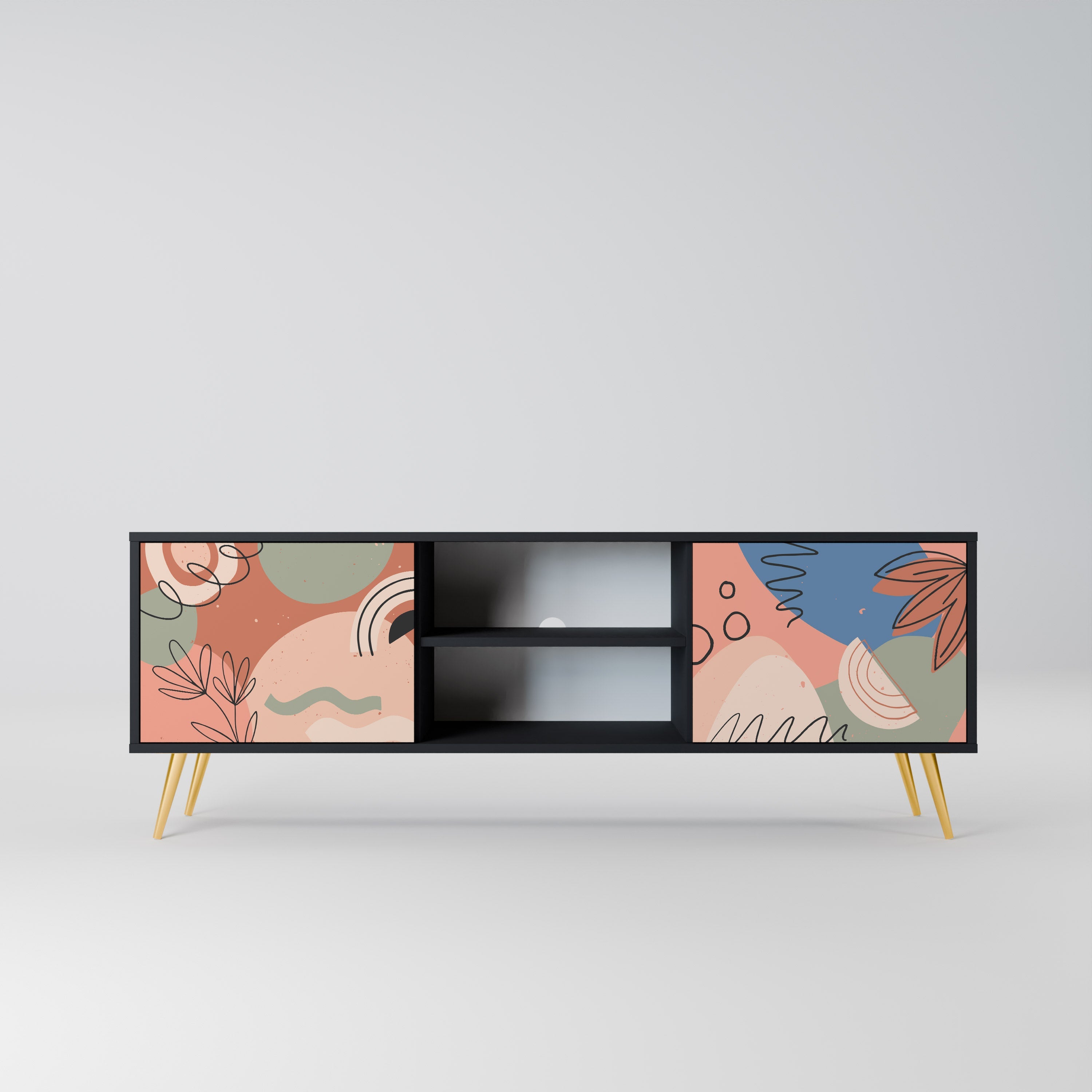 PASTEL DESTINY 2-Door TV Stand in Black Finish