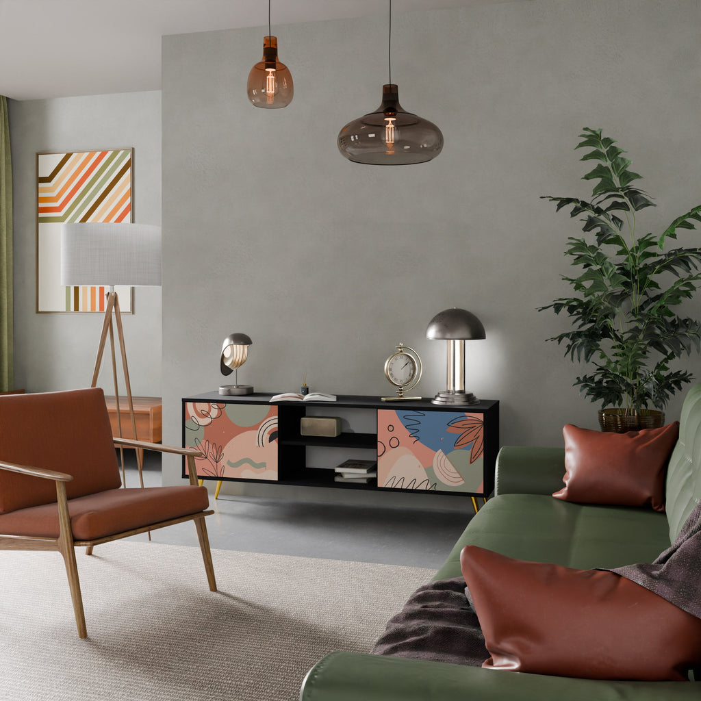 PASTEL DESTINY 2-Door TV Stand in Black Finish