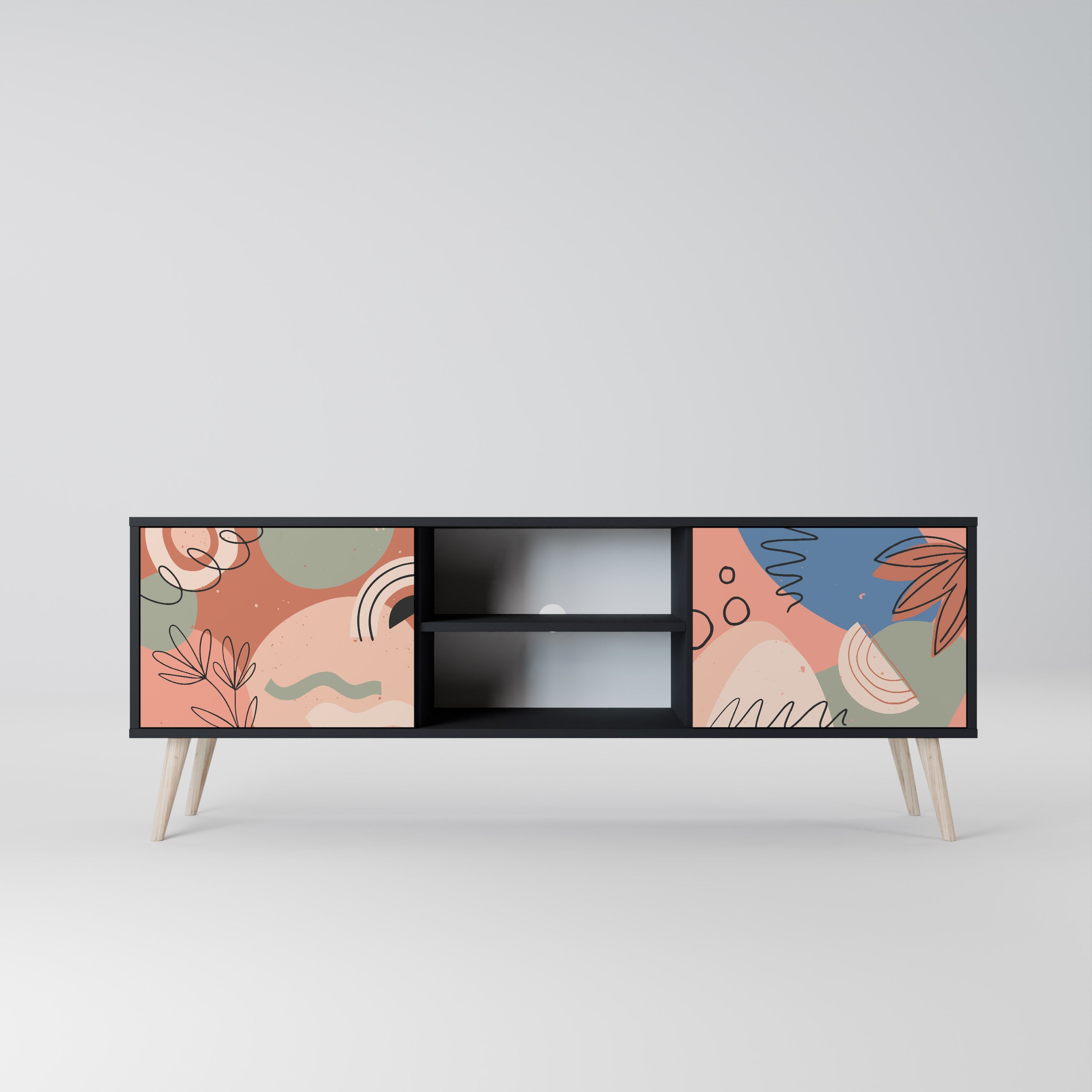 PASTEL DESTINY 2-Door TV Stand in Black Finish