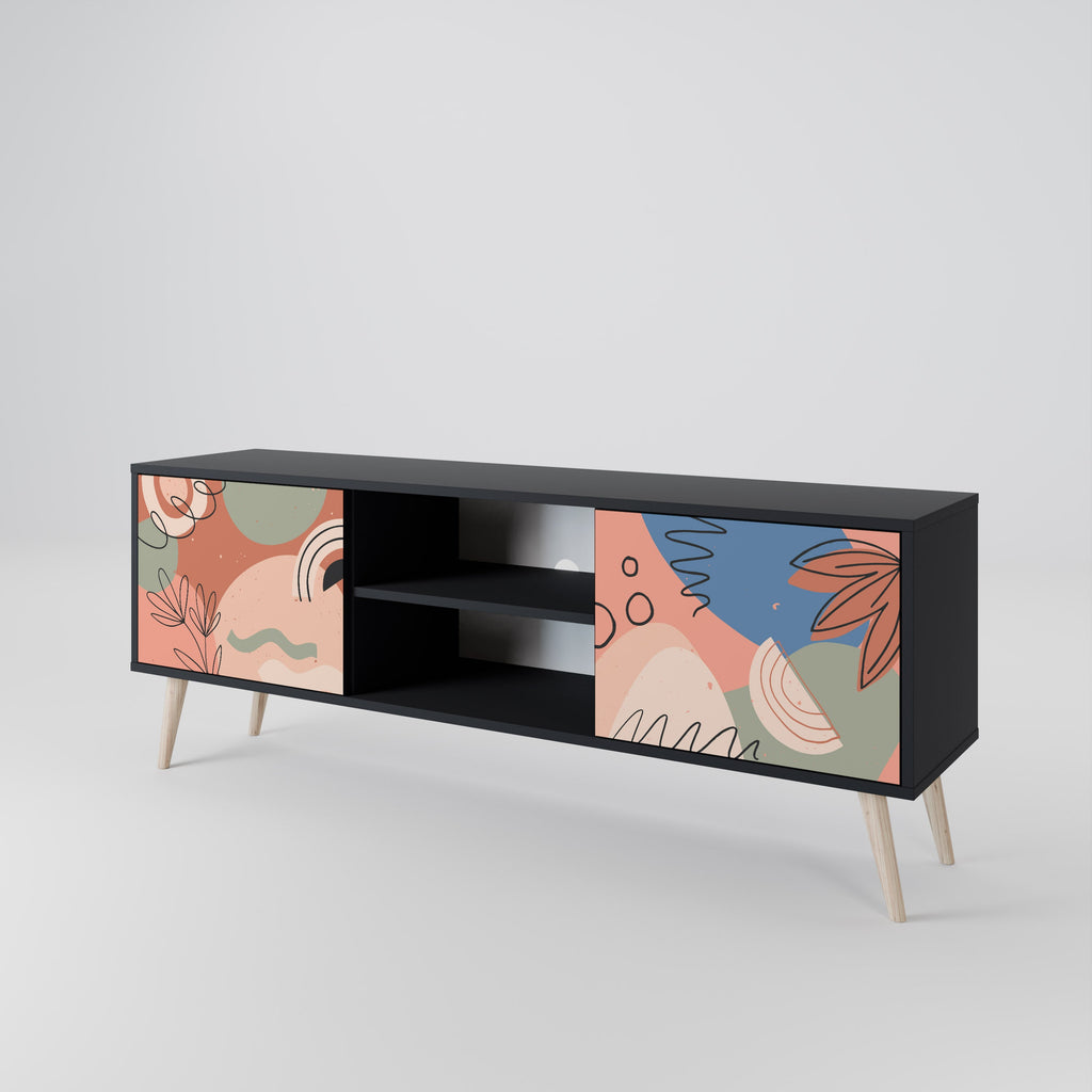 PASTEL DESTINY 2-Door TV Stand in Black Finish