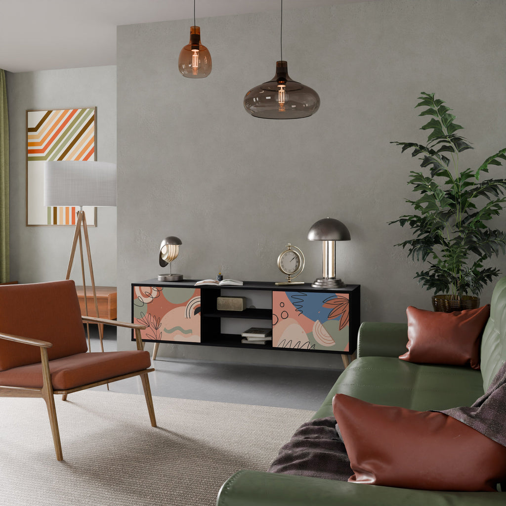 PASTEL DESTINY 2-Door TV Stand in Black Finish