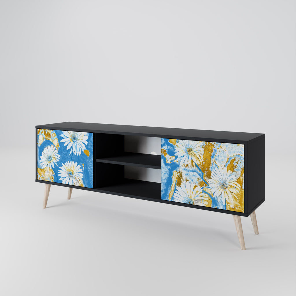 DAISY LUXE 2-Door TV Stand in Black Finish