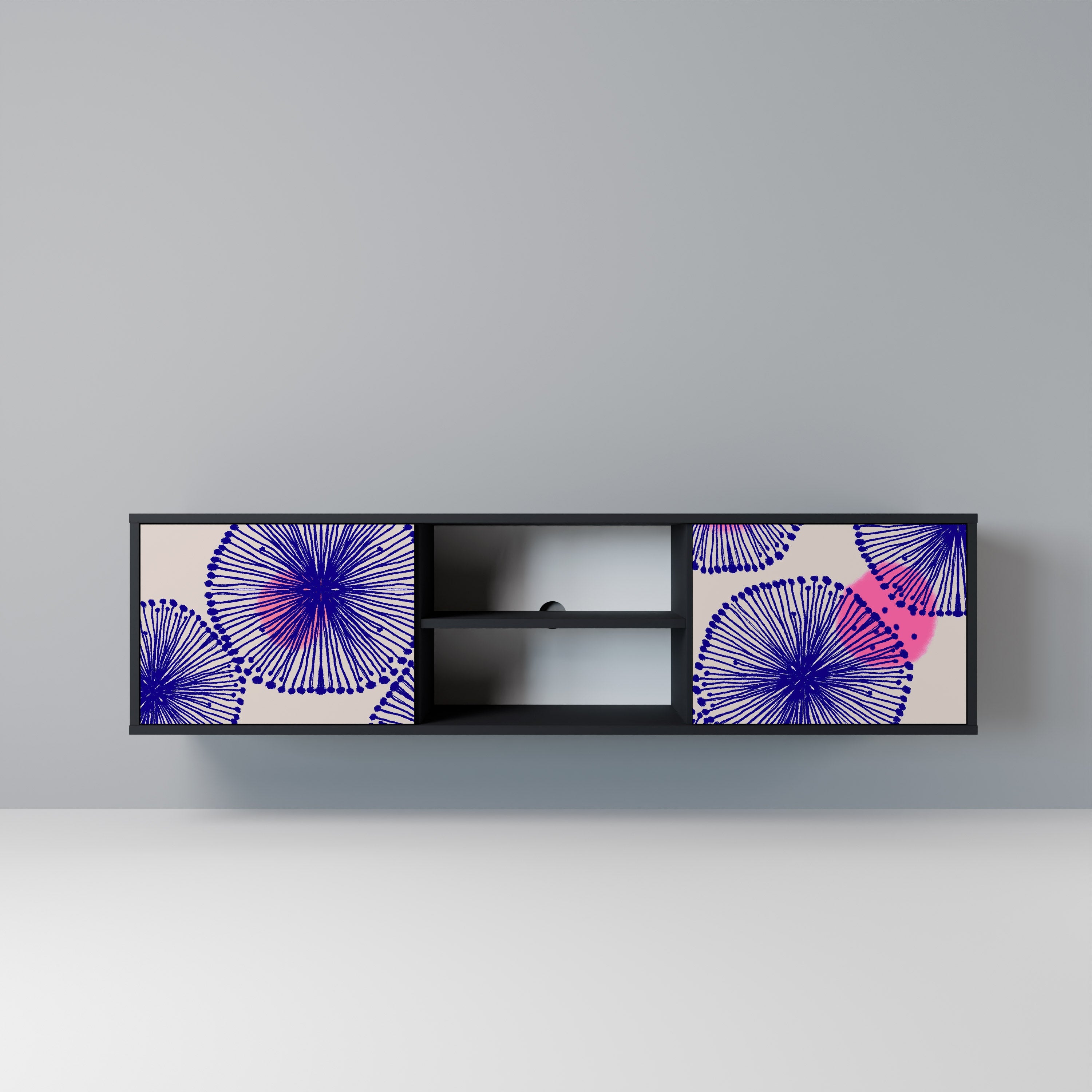 MAGIC NATURE 2-Door TV Stand in Black Finish