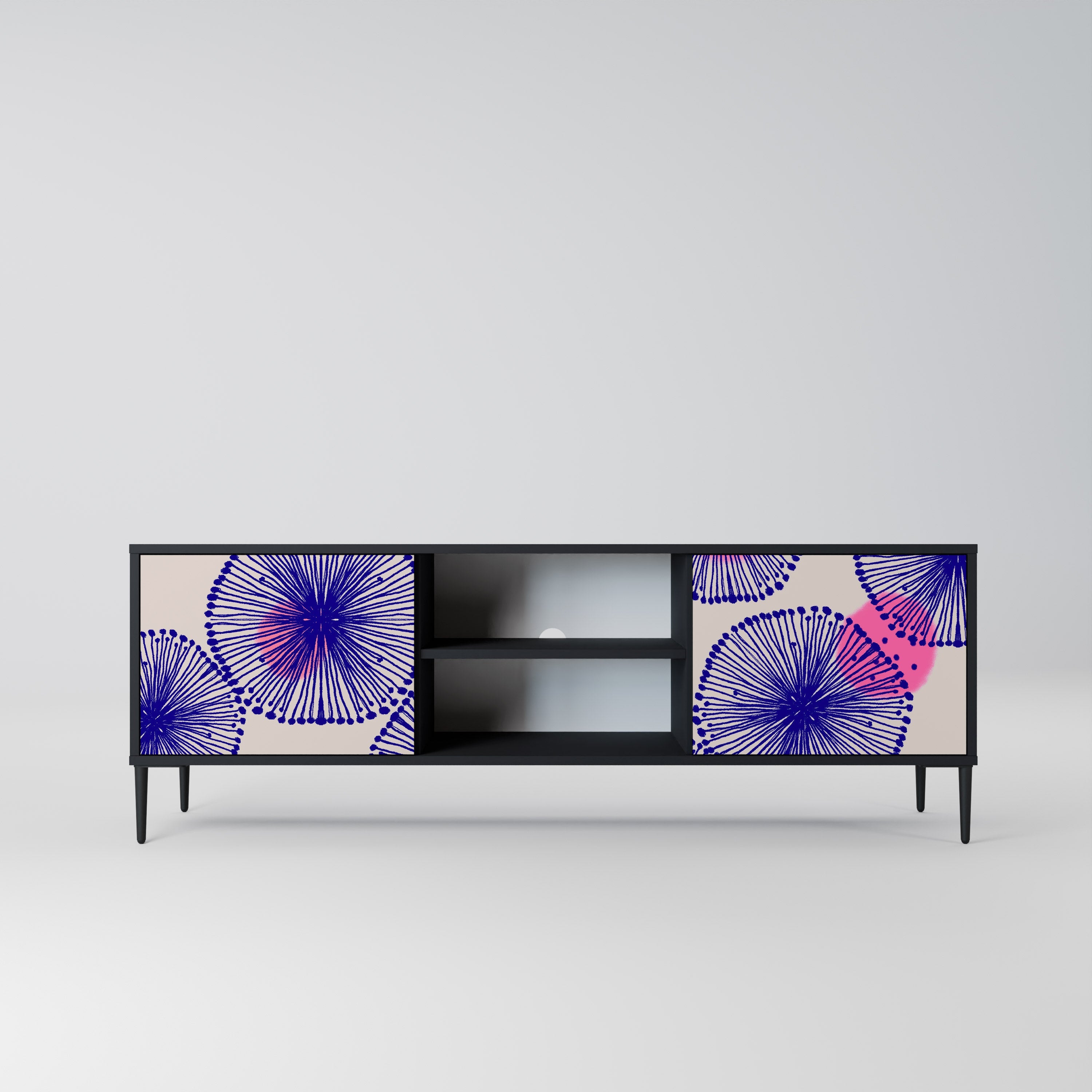 MAGIC NATURE 2-Door TV Stand in Black Finish