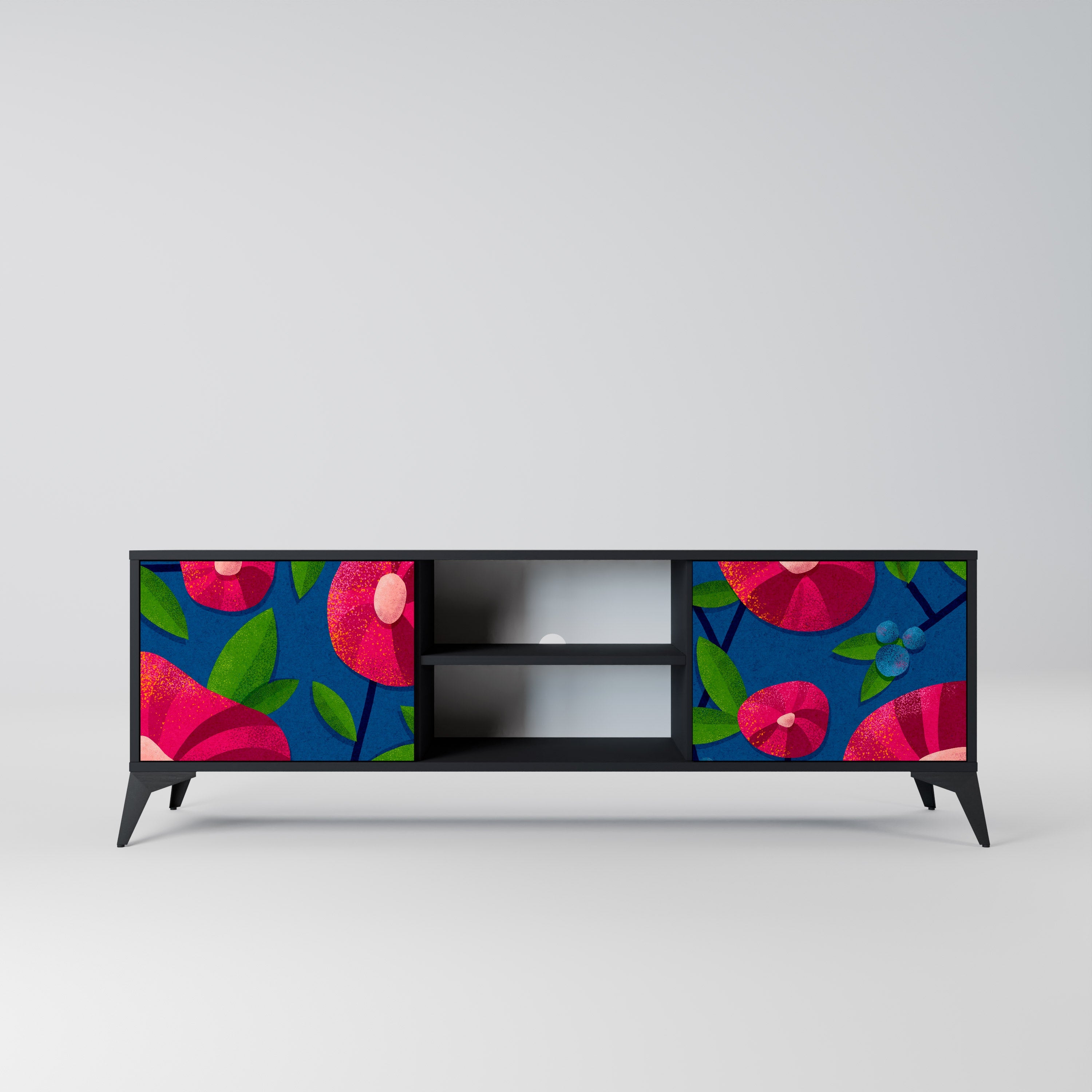 SPRING THOUGHTS 2-Door TV Stand in Black Finish