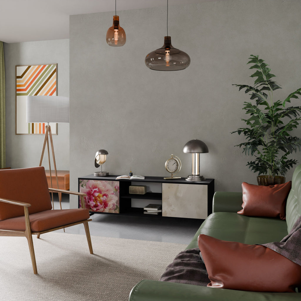 PEONY WHISPER 2-Door TV Stand in Black Finish