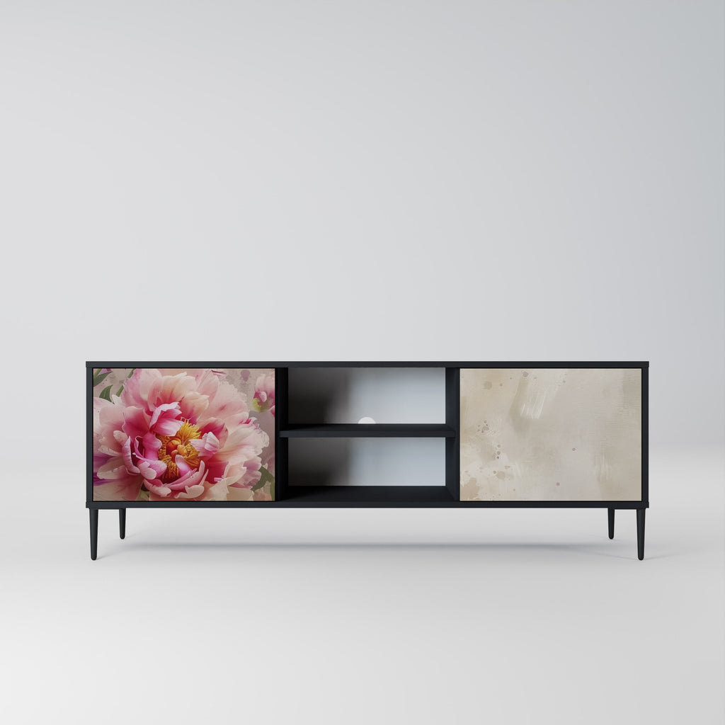 PEONY WHISPER 2-Door TV Stand in Black Finish