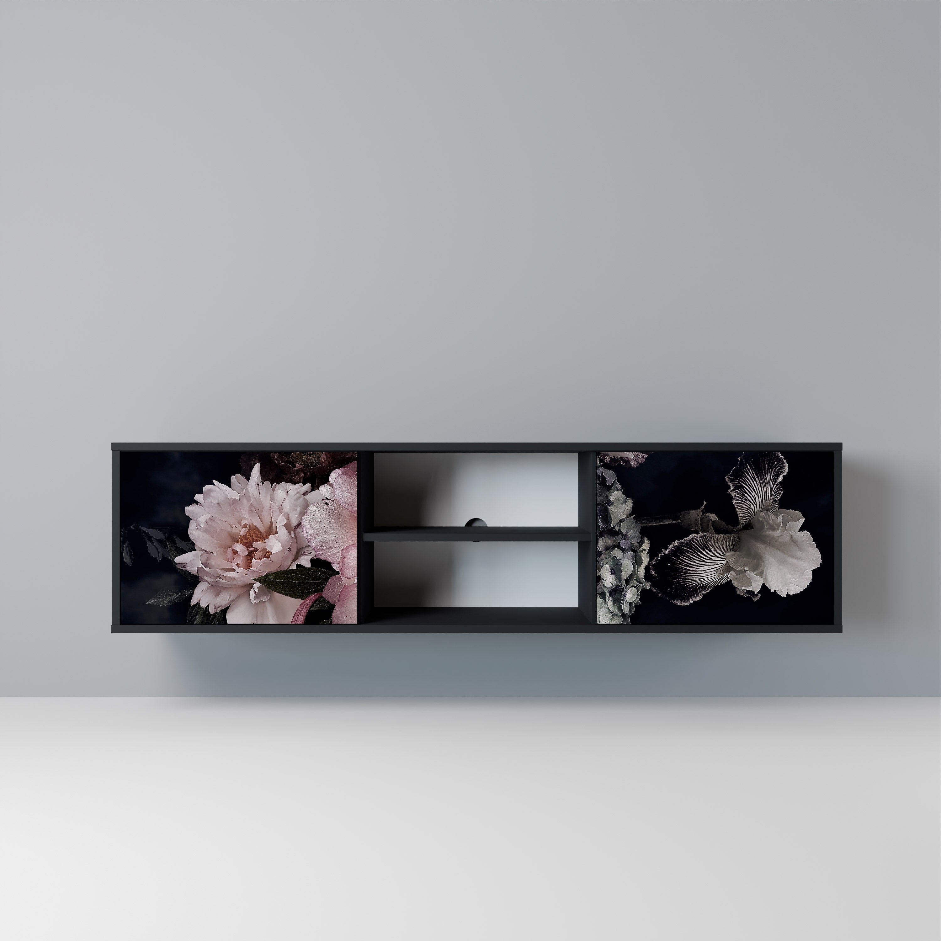 PURE BLOSSOM 2-Door TV Stand in Black Finish