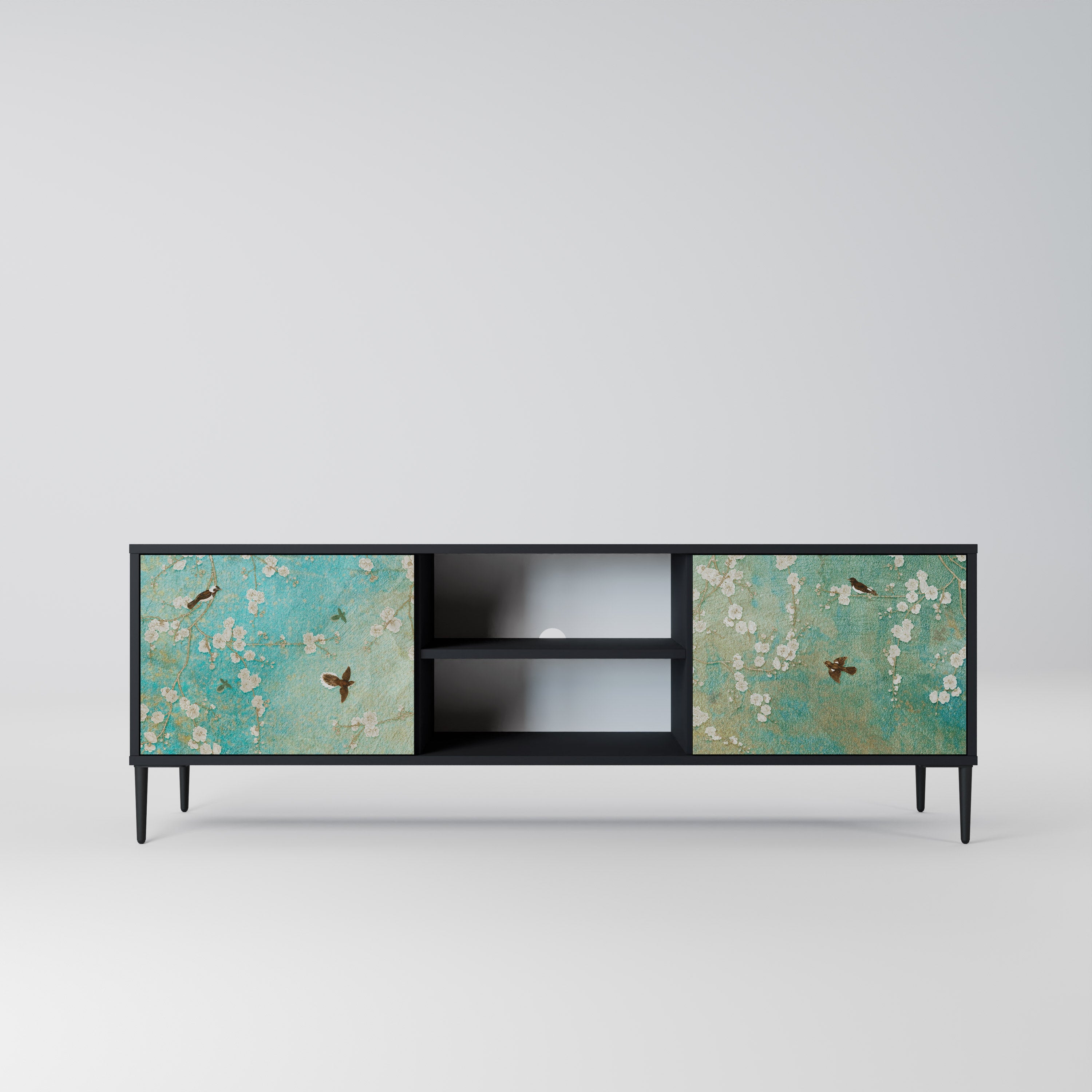 Meuble TV 2 portes BLOOMING CHARM finition noire