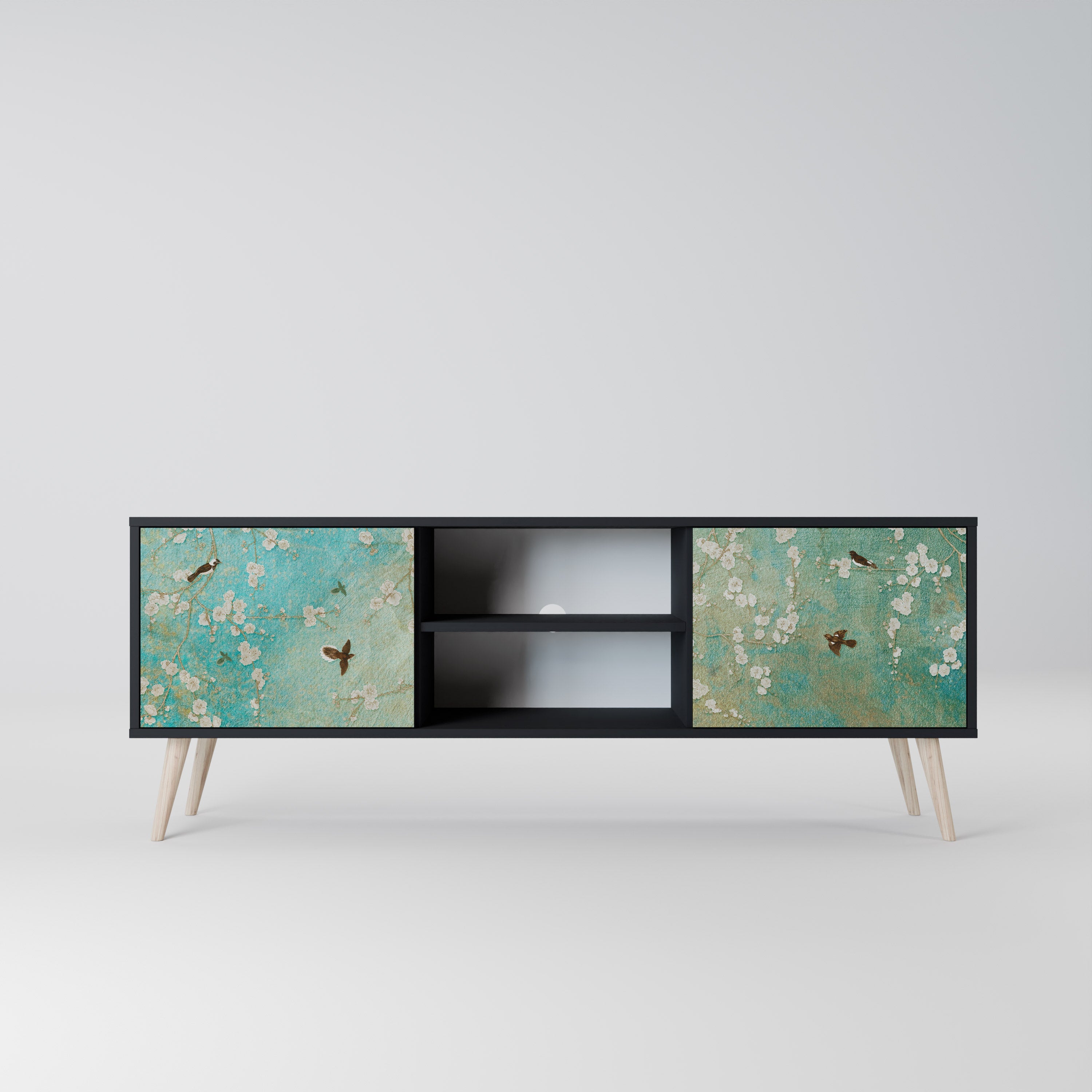 Meuble TV 2 portes BLOOMING CHARM finition noire