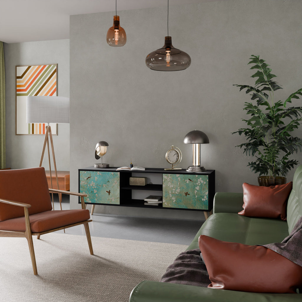 Meuble TV 2 portes BLOOMING CHARM finition noire