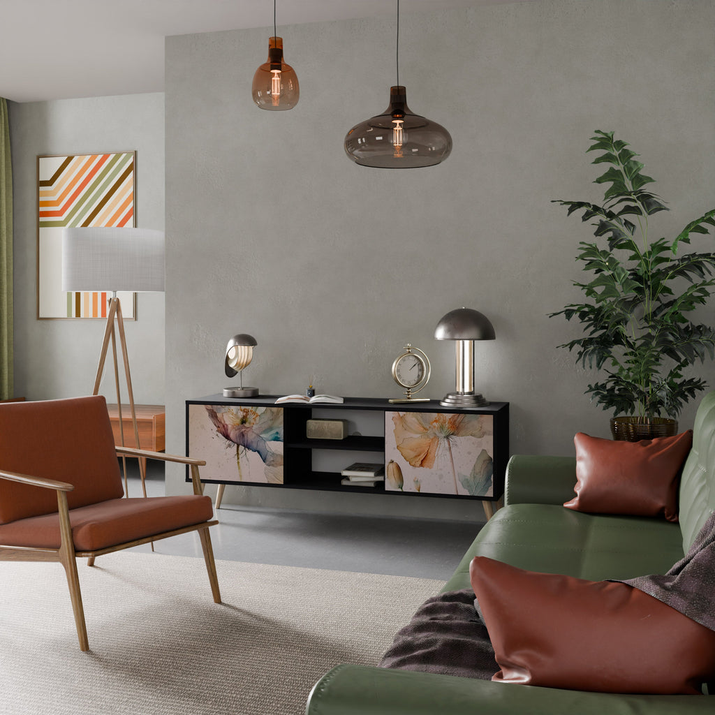 SOFTEN POPPY 2-Door TV Stand in Black Finish