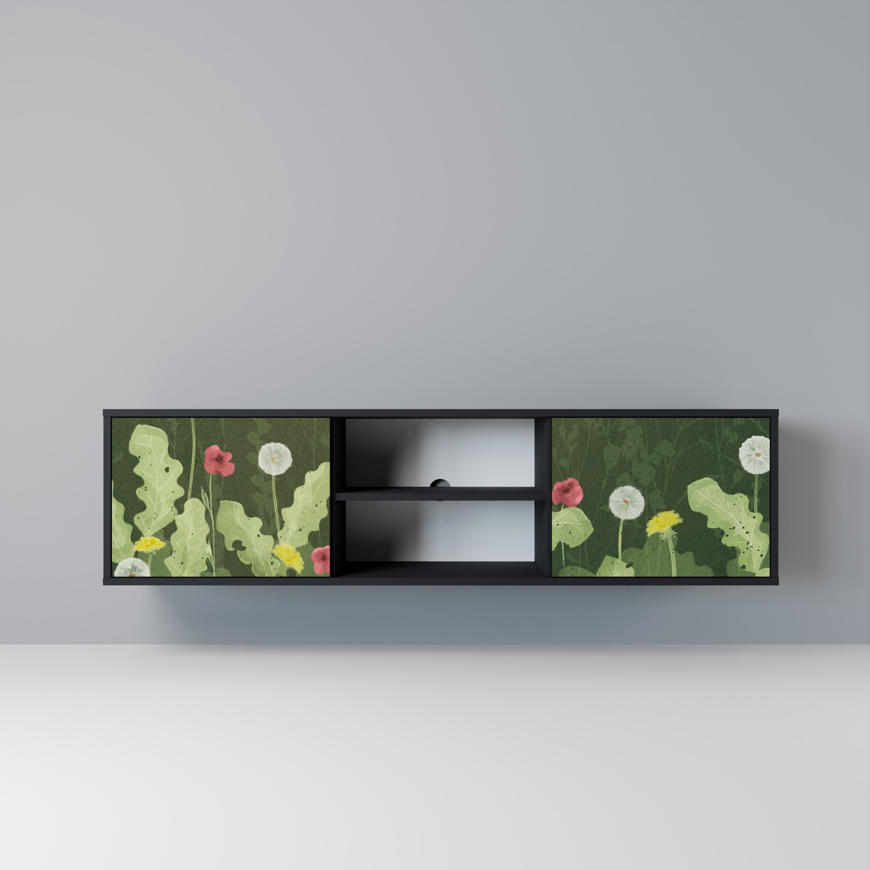 DANDELION AMUSE 2-Door TV Stand in Black Finish