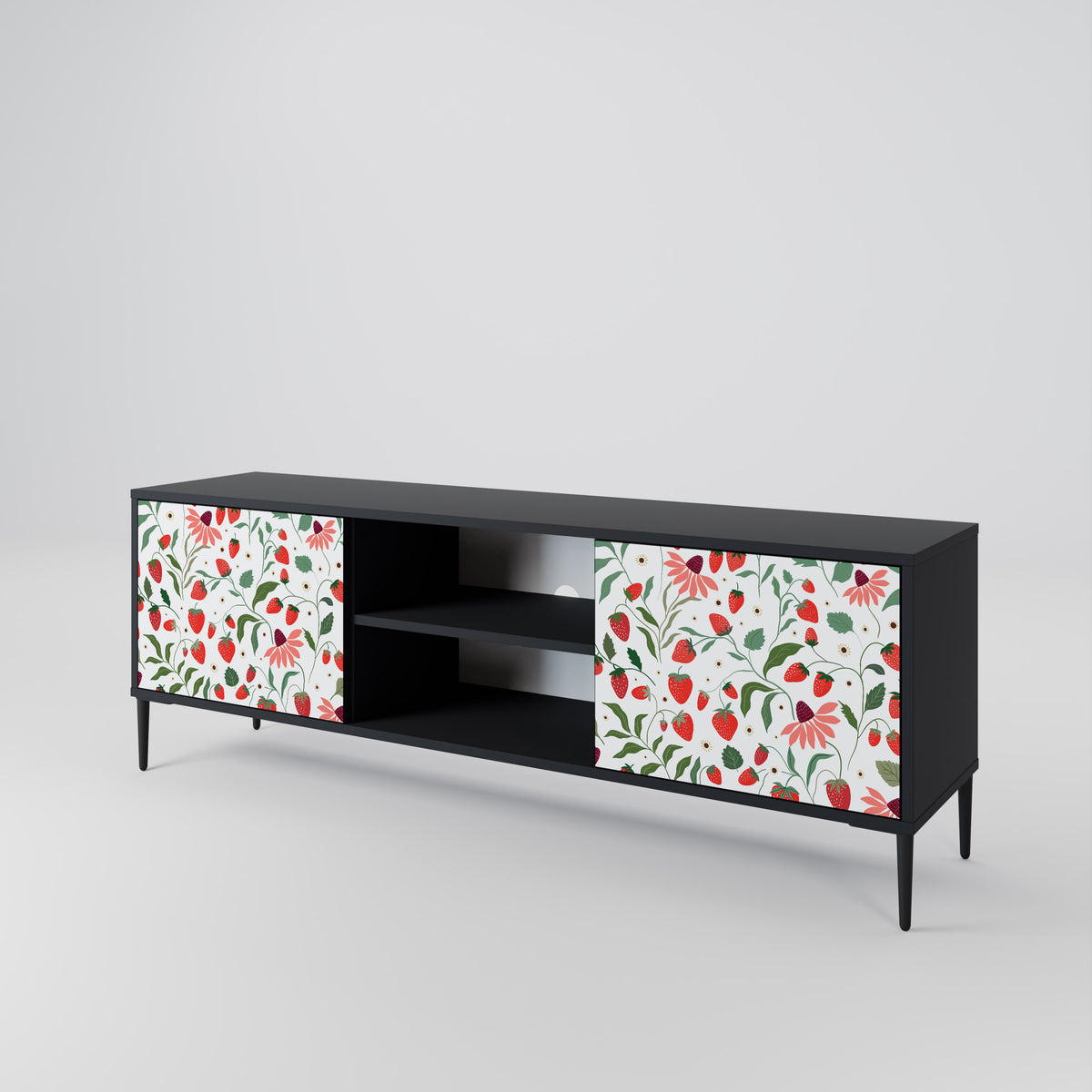 FLOWERS AND STRAWBERRIES 2-Door TV Cabinet