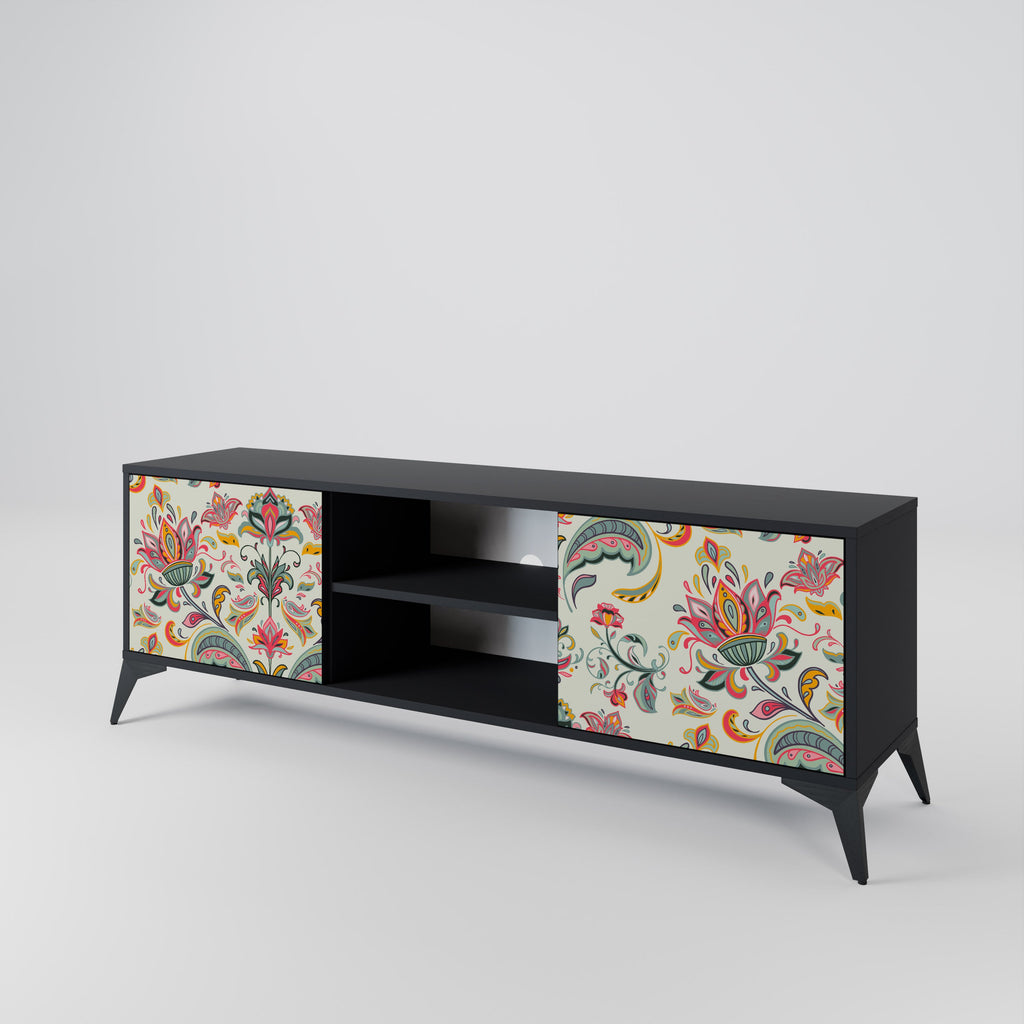 ORGANIC FOLKLORE 2-Door TV Stand in Black Finish