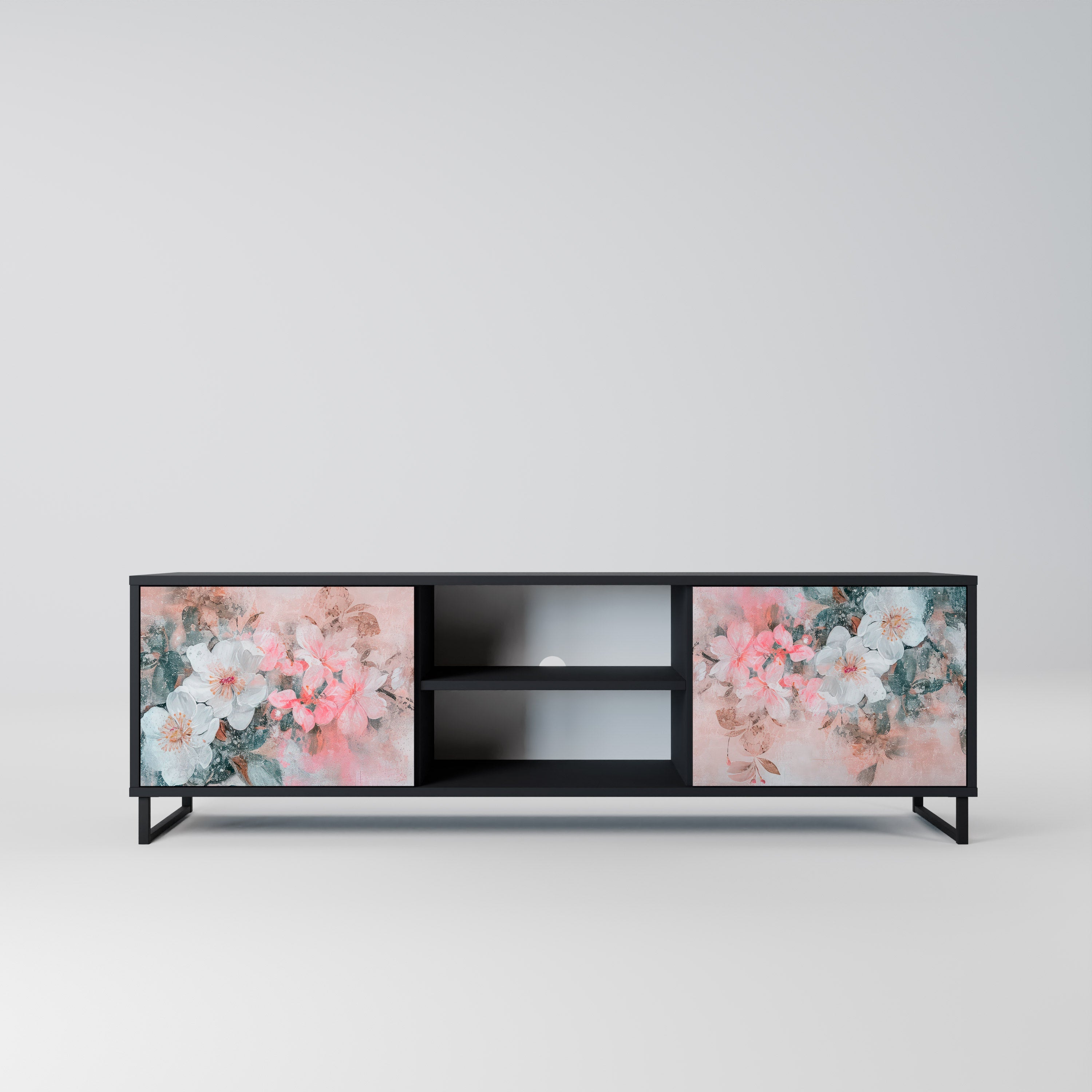 CHERRY BLOSSOM 2-Door TV Stand in Black Finish