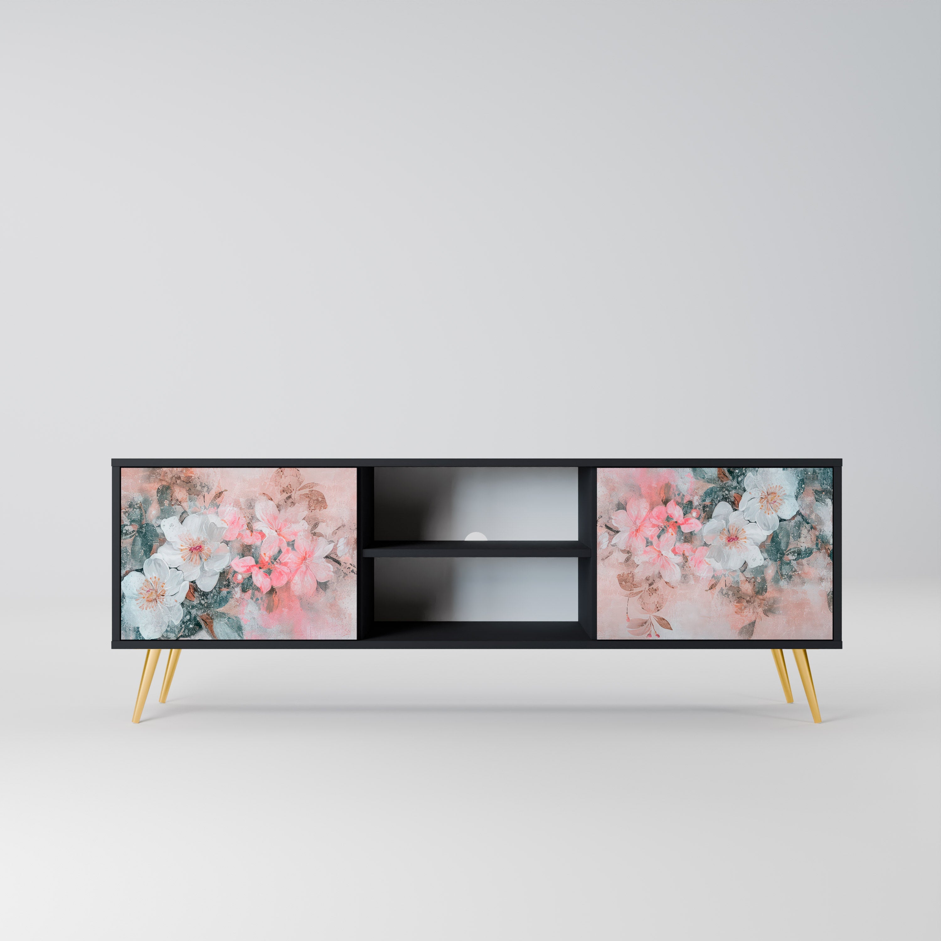 CHERRY BLOSSOM 2-Door TV Stand in Black Finish