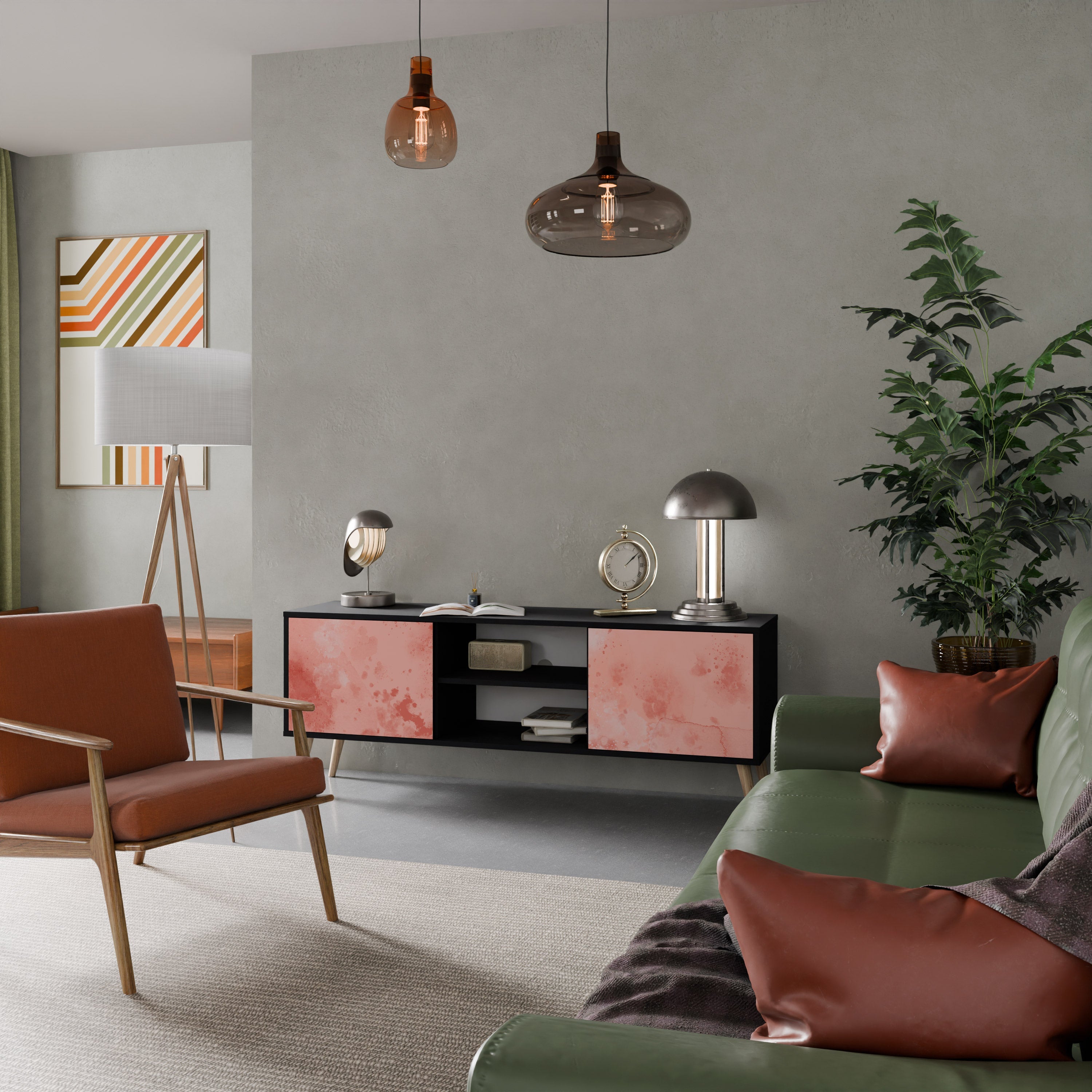 CRANE DANCE 2-Door TV Stand in Black Finish