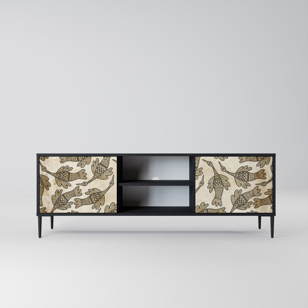 Meuble TV 2 portes ALMONDINE SONGBIRD, finition noire