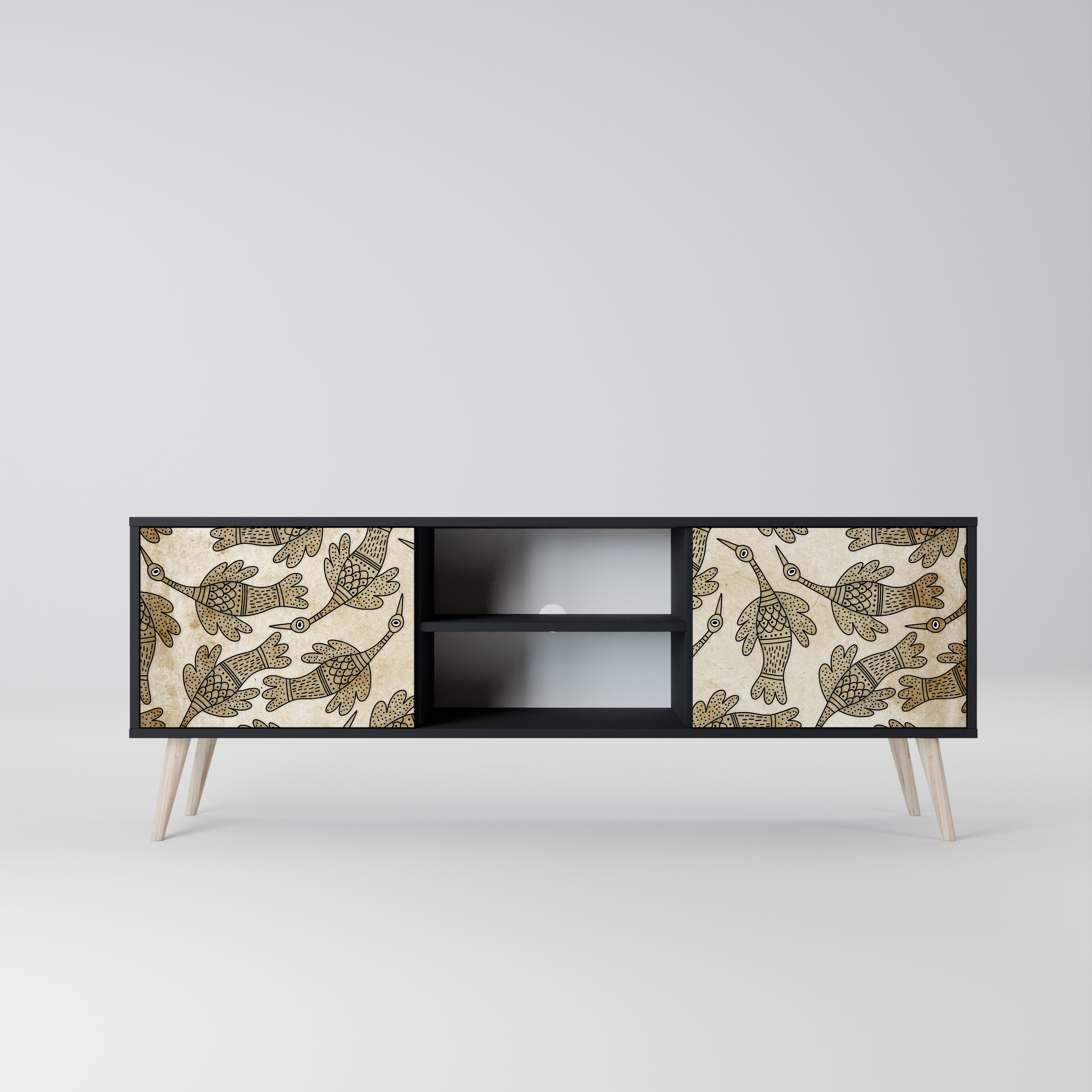 Meuble TV 2 portes ALMONDINE SONGBIRD, finition noire